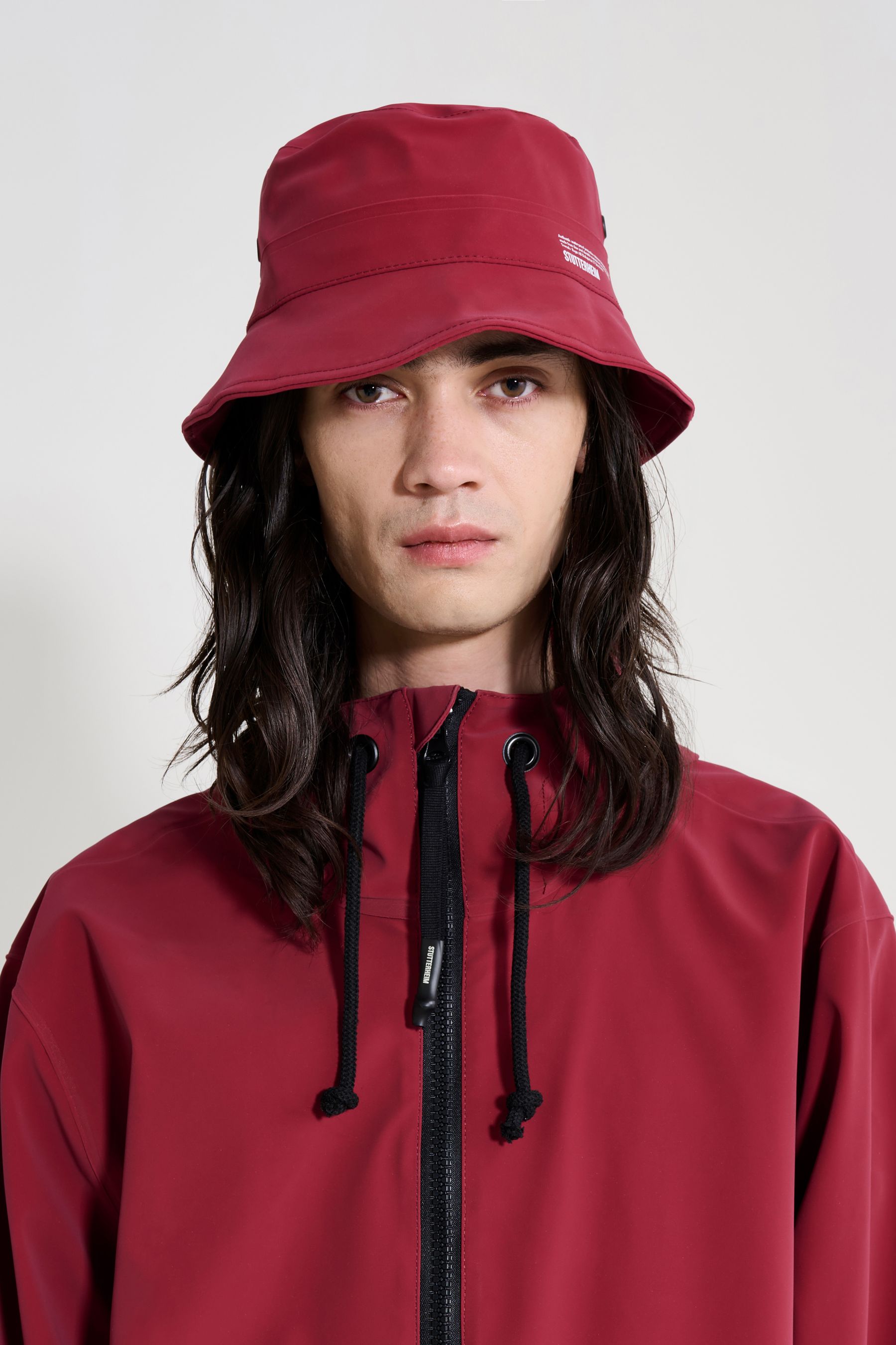 stutterheim beckholmen matte bucket hat burgundy accessories hats-and-scarves bucket-hats