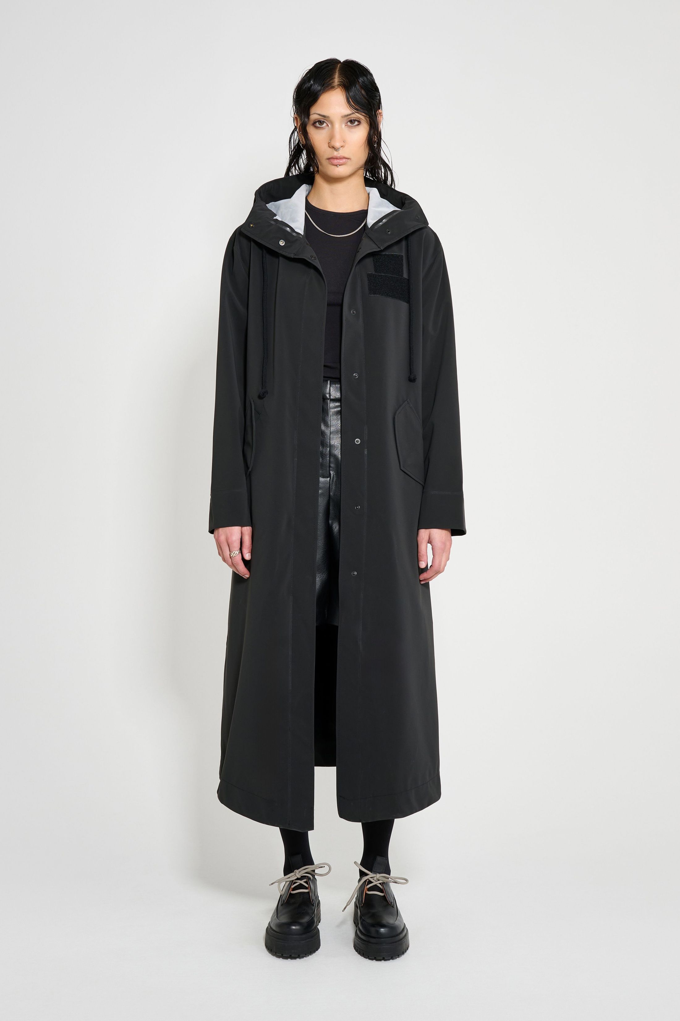 stutterheim chatham matte raincoat black women jackets long-raincoats