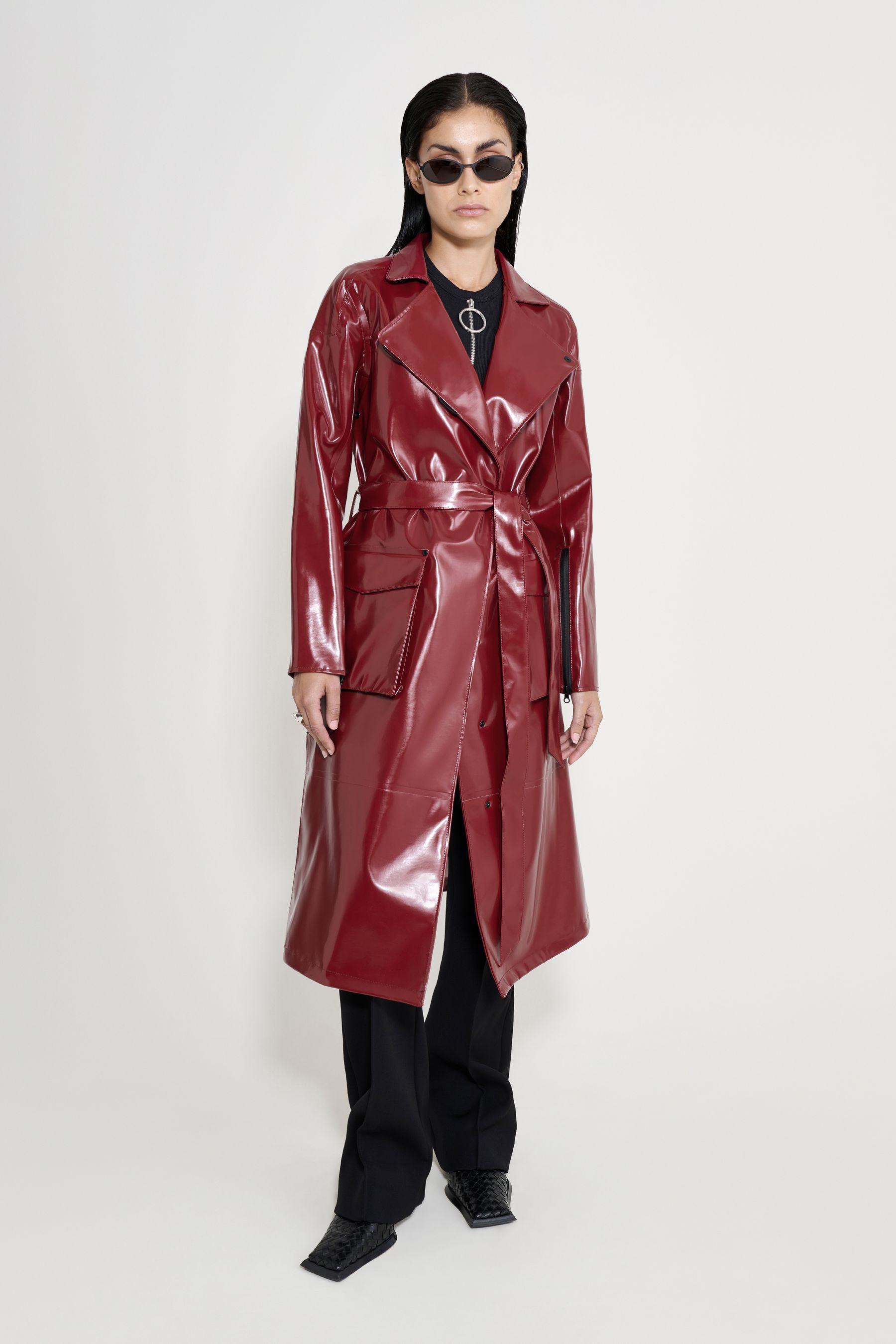 stutterheim kista opal trench coat burgundy women jackets trench-coats