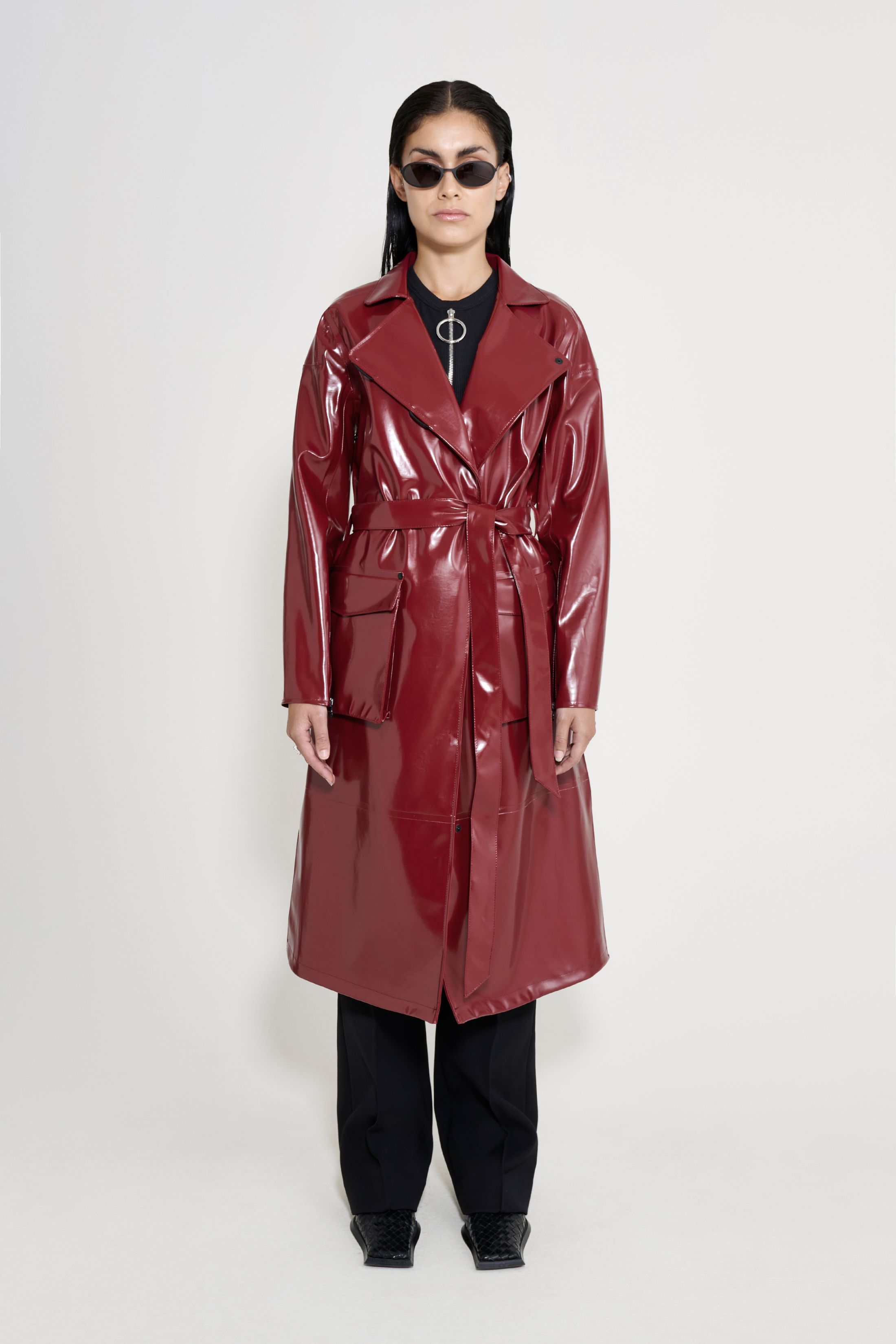 stutterheim kista opal trench coat burgundy women jackets trench-coats