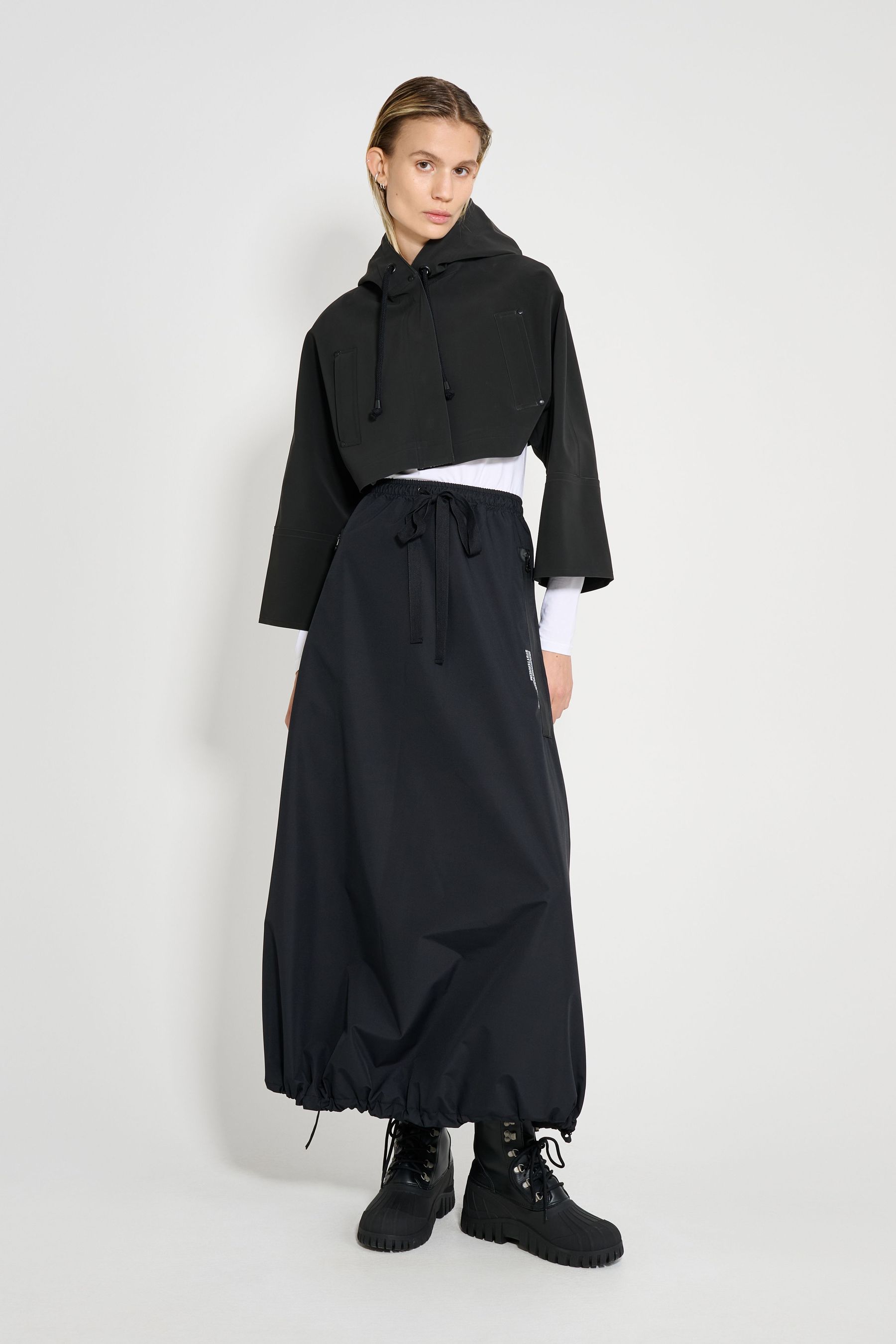 stutterheim lilla tre cropped raincoat black women jackets raincoats
