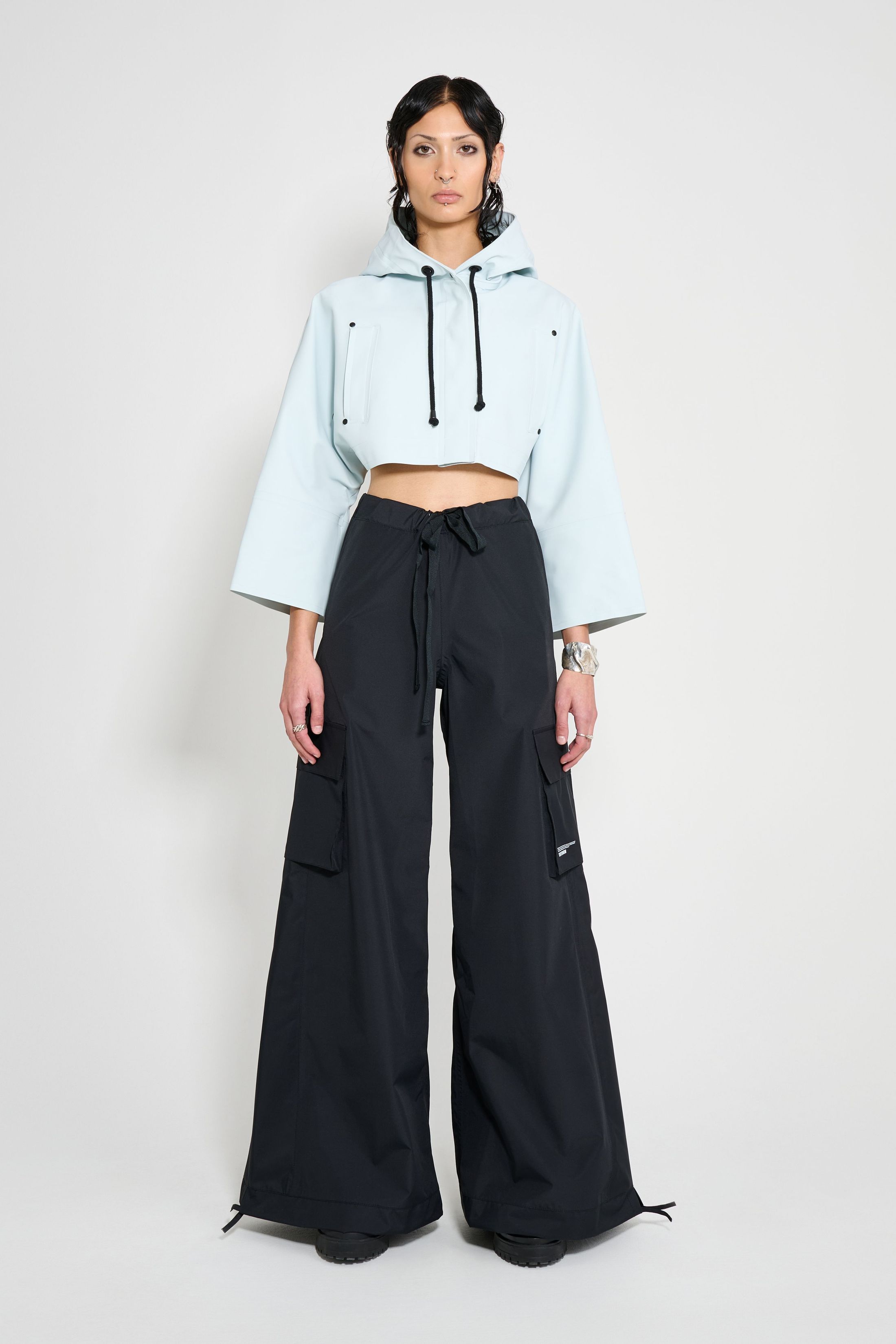 stutterheim lilla tre cropped raincoat frost grey women jackets raincoats