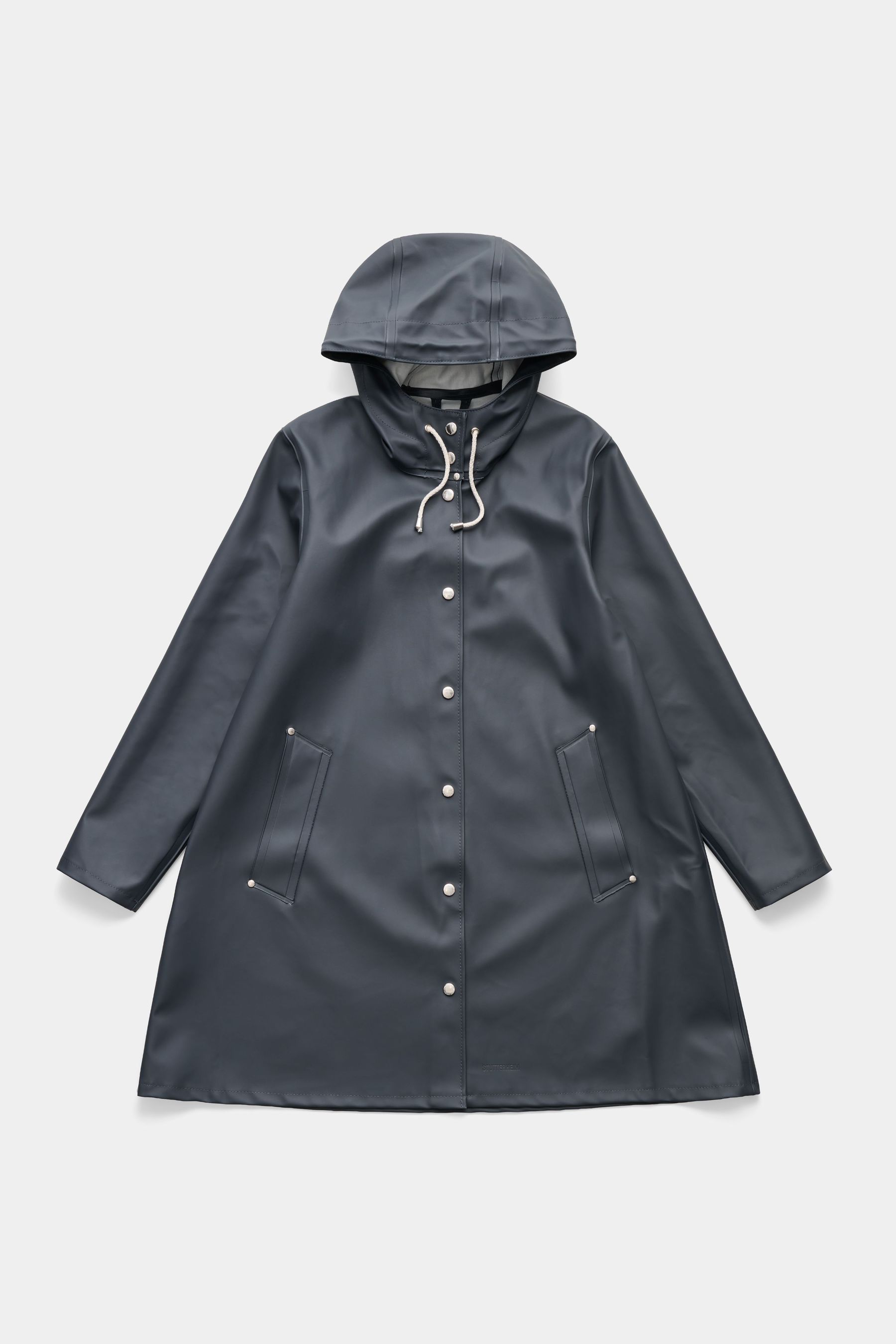 stutterheim mosebacke original a-line raincoat charcoal women jackets raincoats