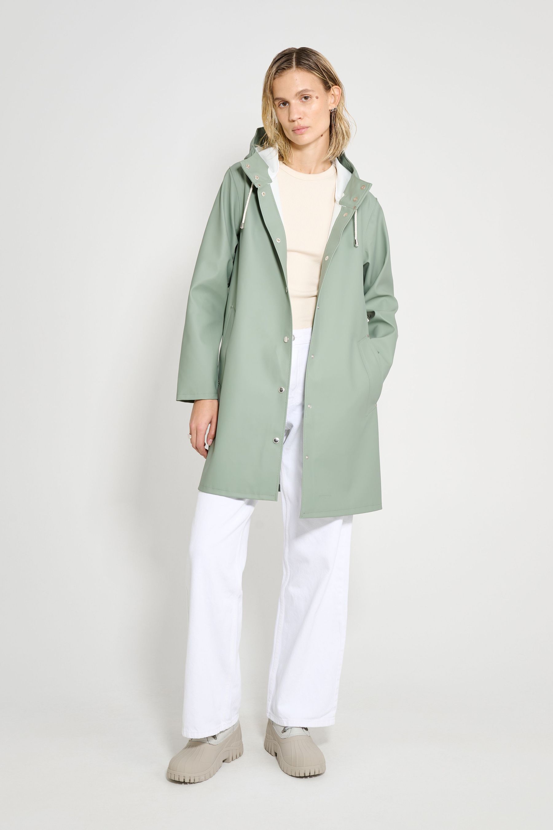stutterheim mosebacke original a-line raincoat khaki green women jackets