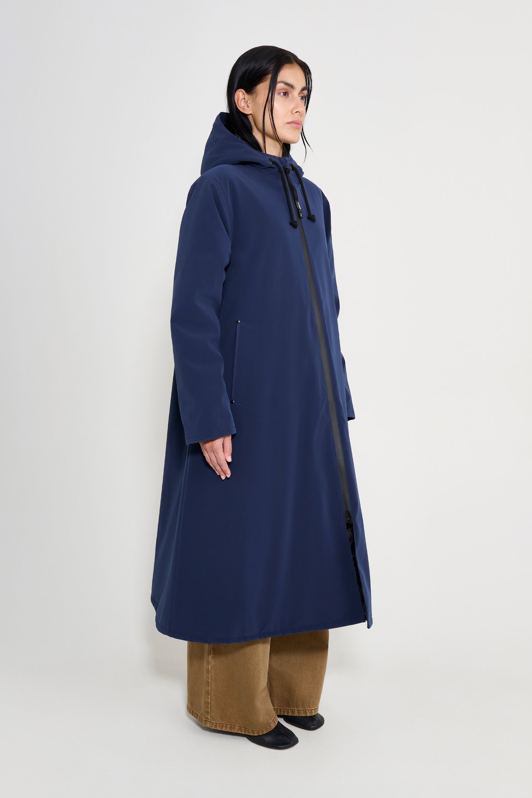 stutterheim mosebacke long matte winter coat navy women jackets winter-coats