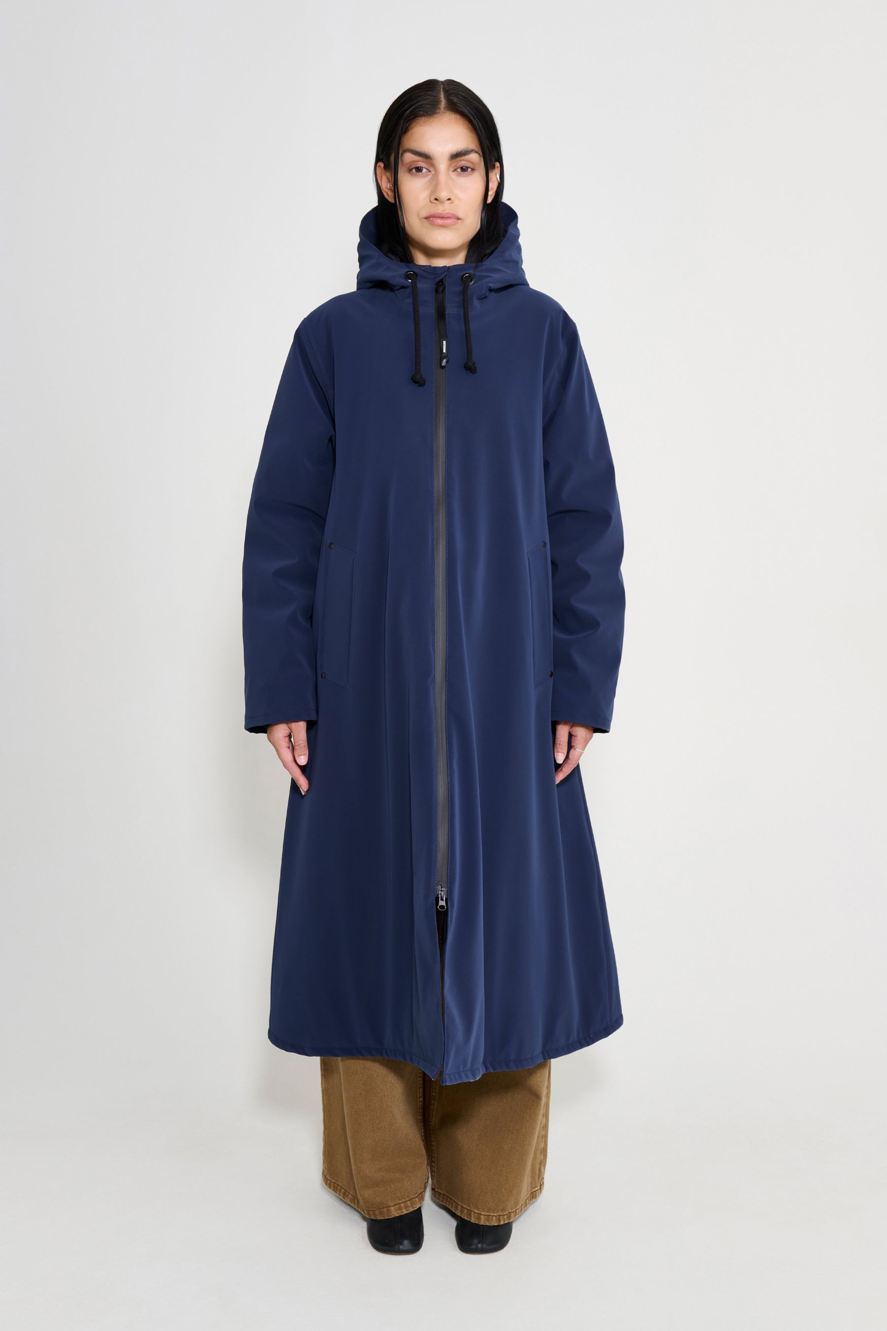 stutterheim mosebacke long matte winter coat navy women jackets winter-coats