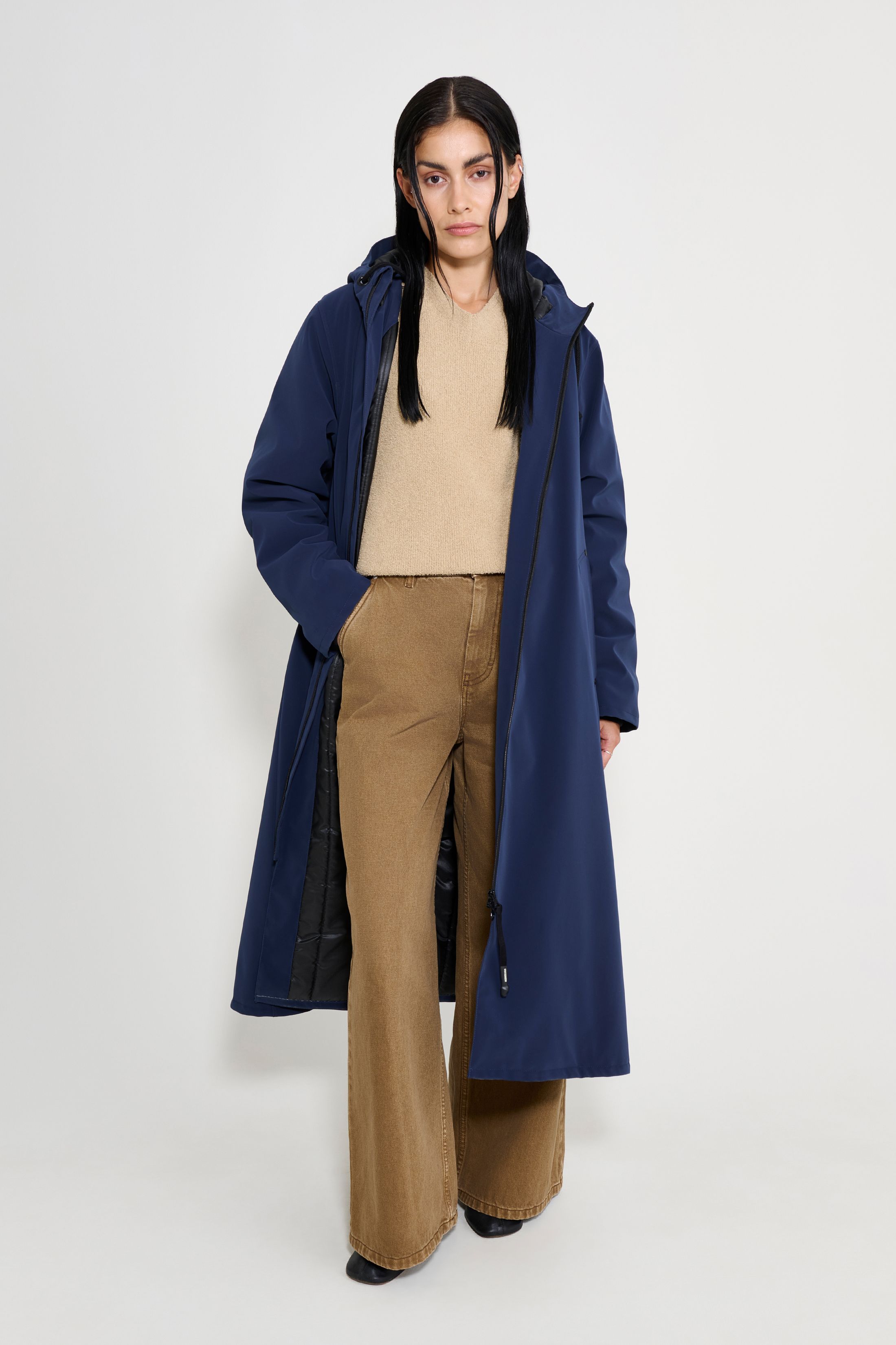 stutterheim mosebacke long matte winter coat navy women jackets winter-coats