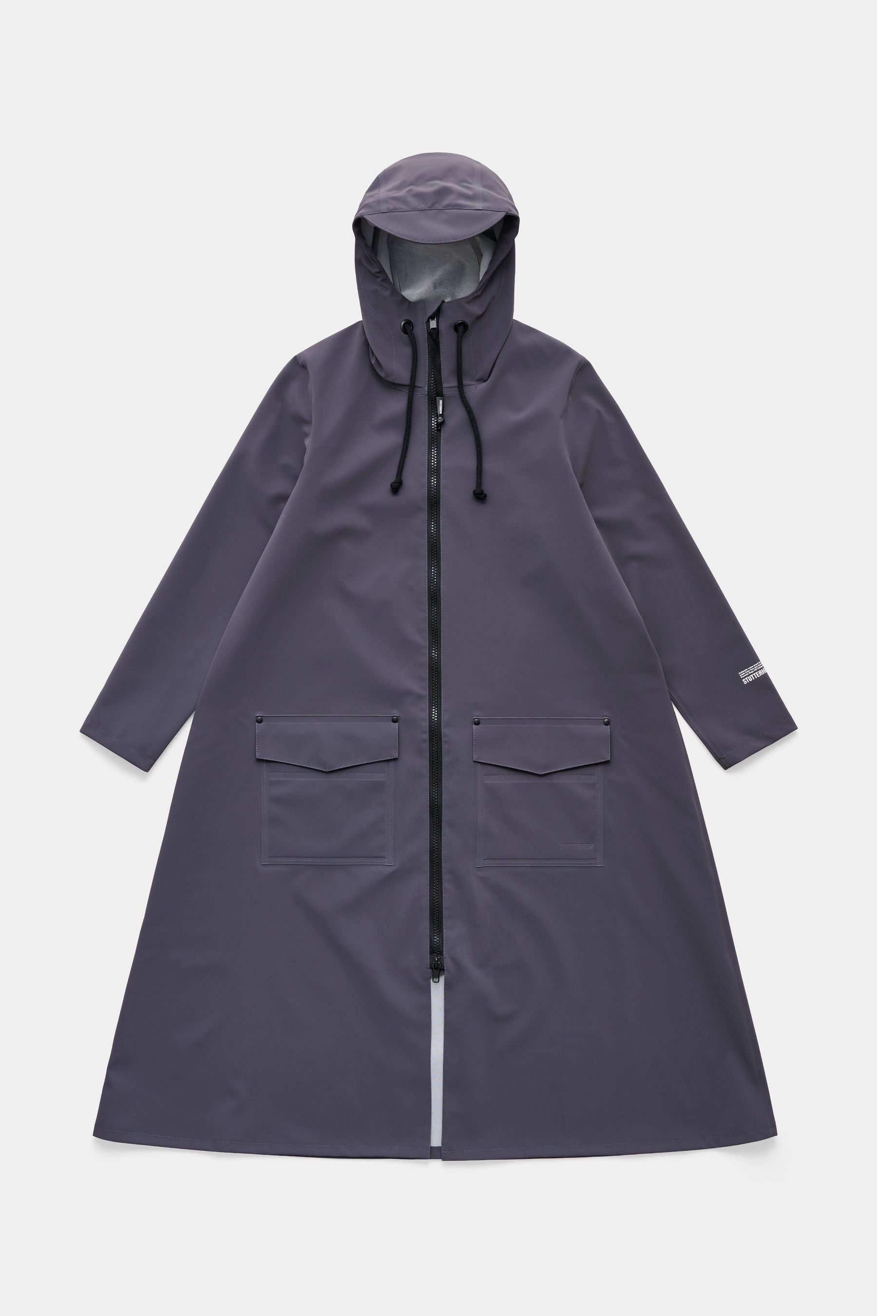 stutterheim mosebacke long patch raincoat mystic blue women jackets long-raincoats