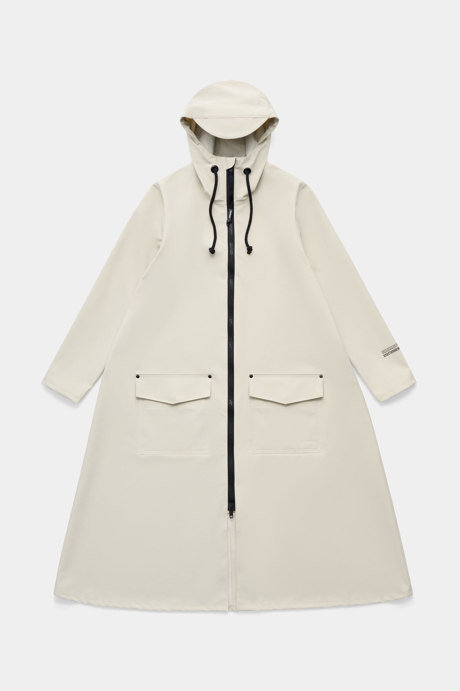 stutterheim mosebacke long patch raincoat pelican women jackets long-raincoats