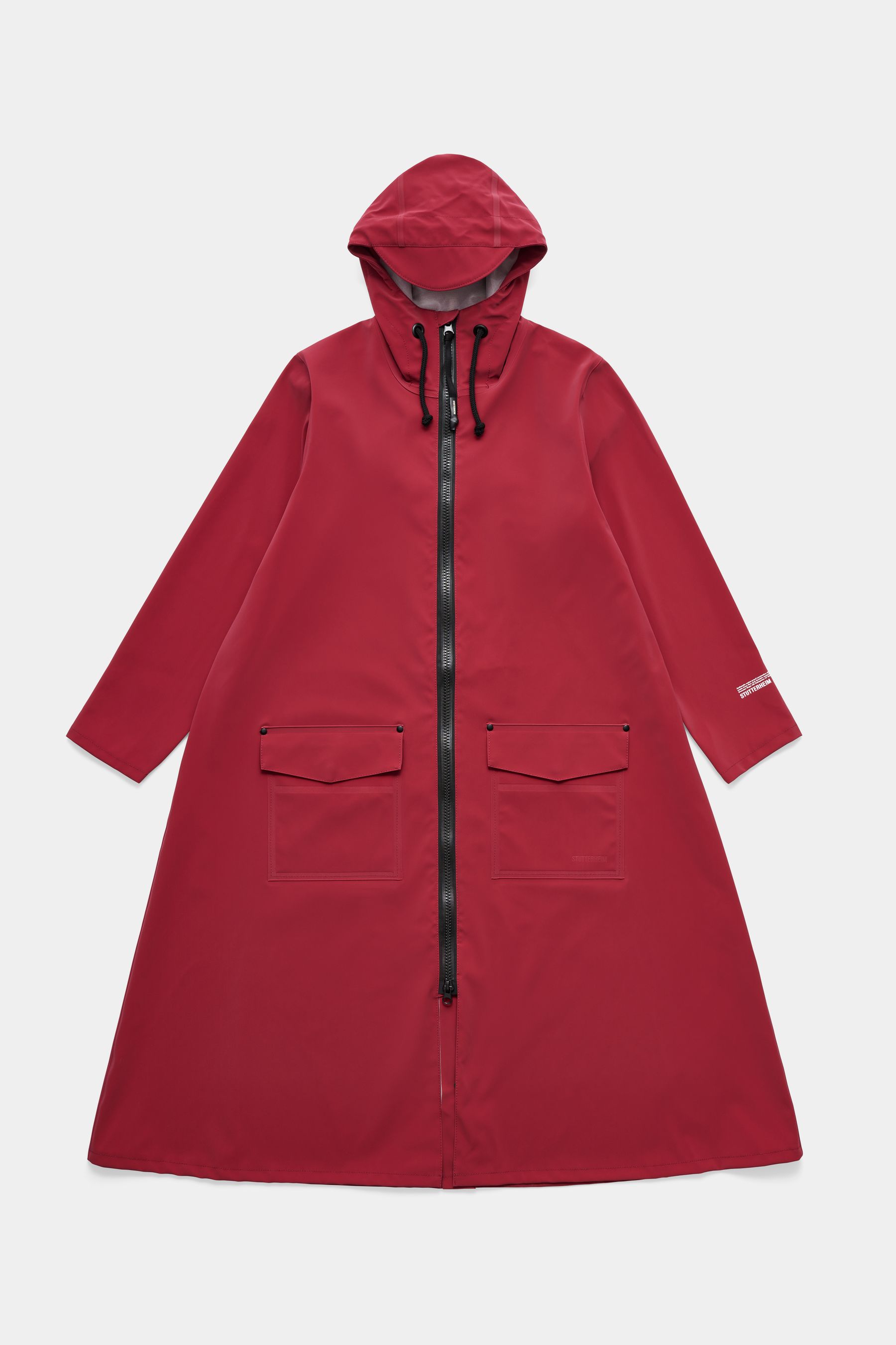 stutterheim mosebacke long patch raincoat burgundy women jackets long-raincoats