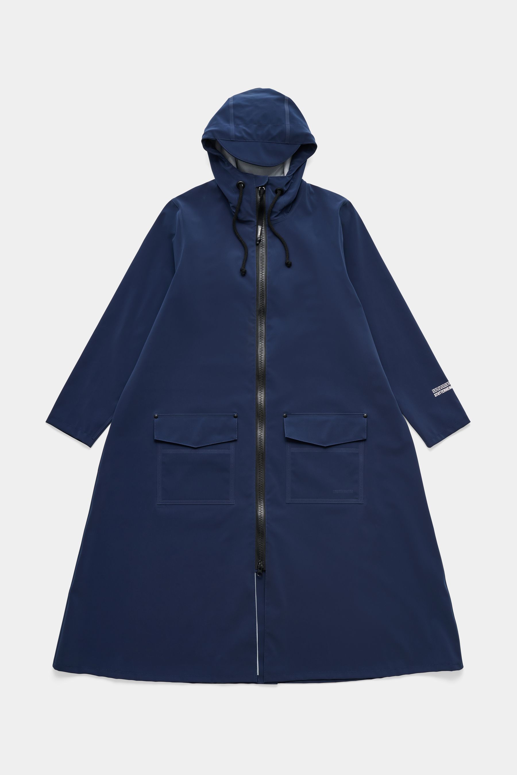 stutterheim mosebacke long patch raincoat navy men jackets long-raincoats