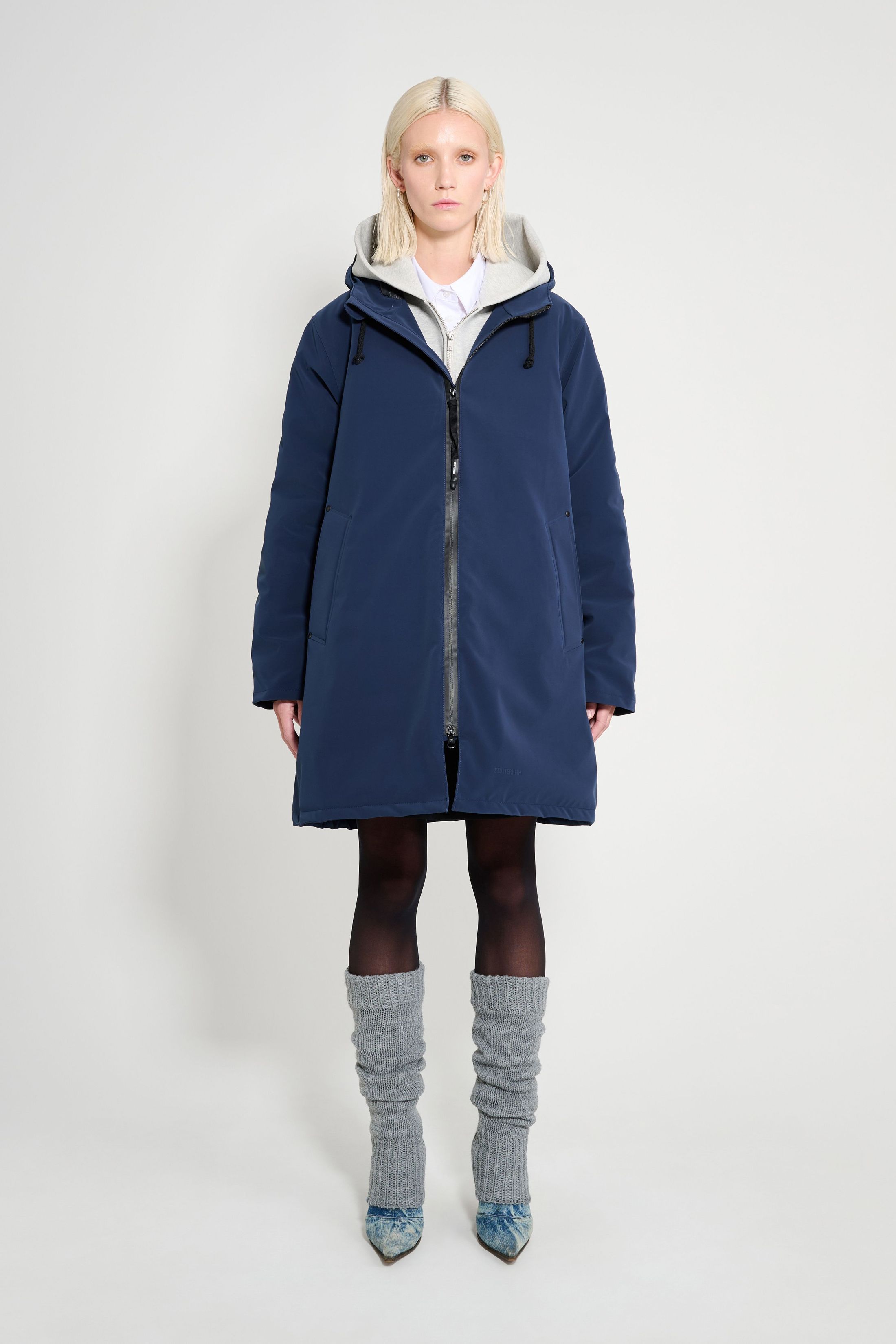 stutterheim mosebacke matte winter coat navy women jackets winter-coats