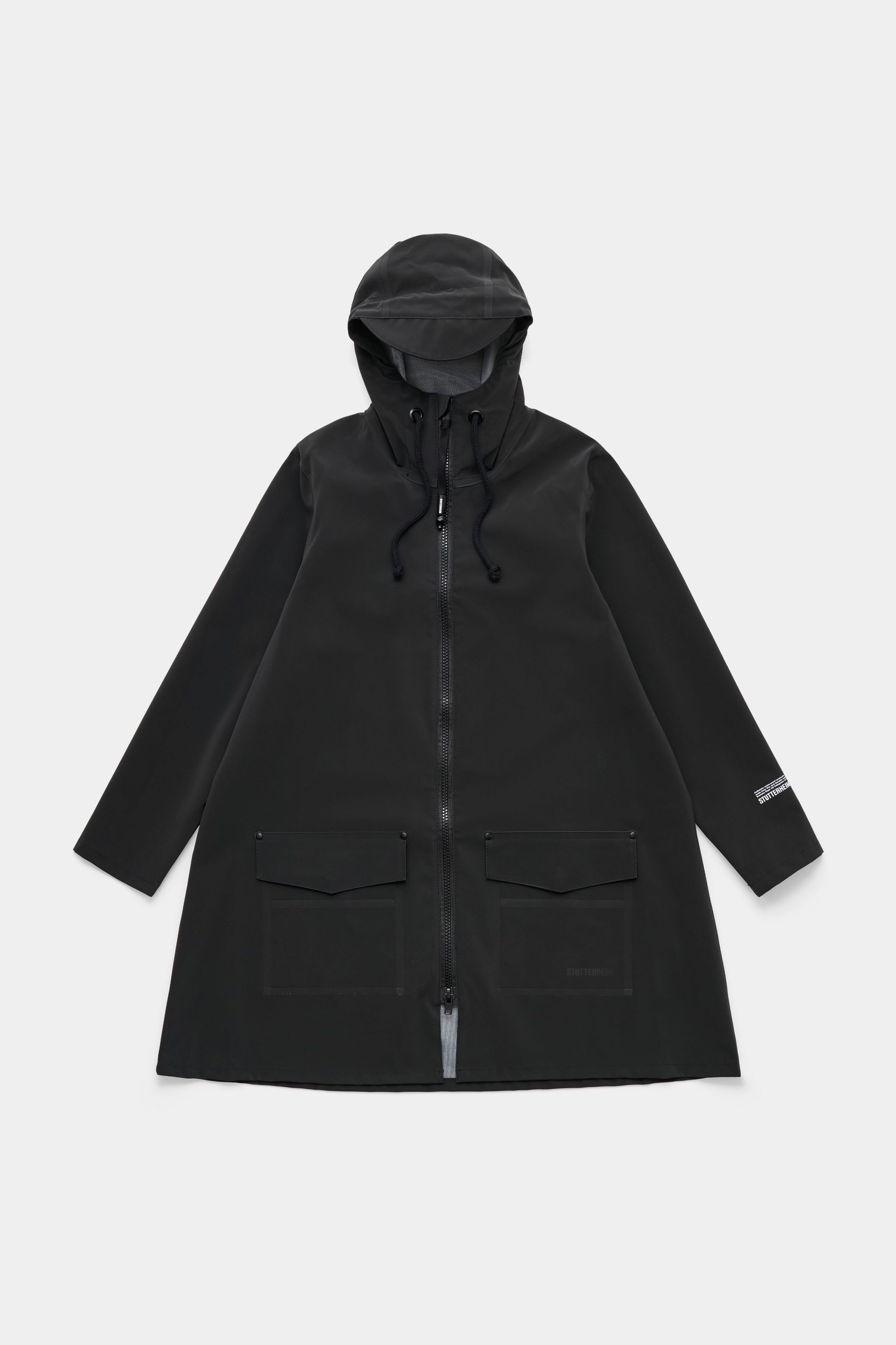 stutterheim mosebacke patch raincoat black women jackets raincoats