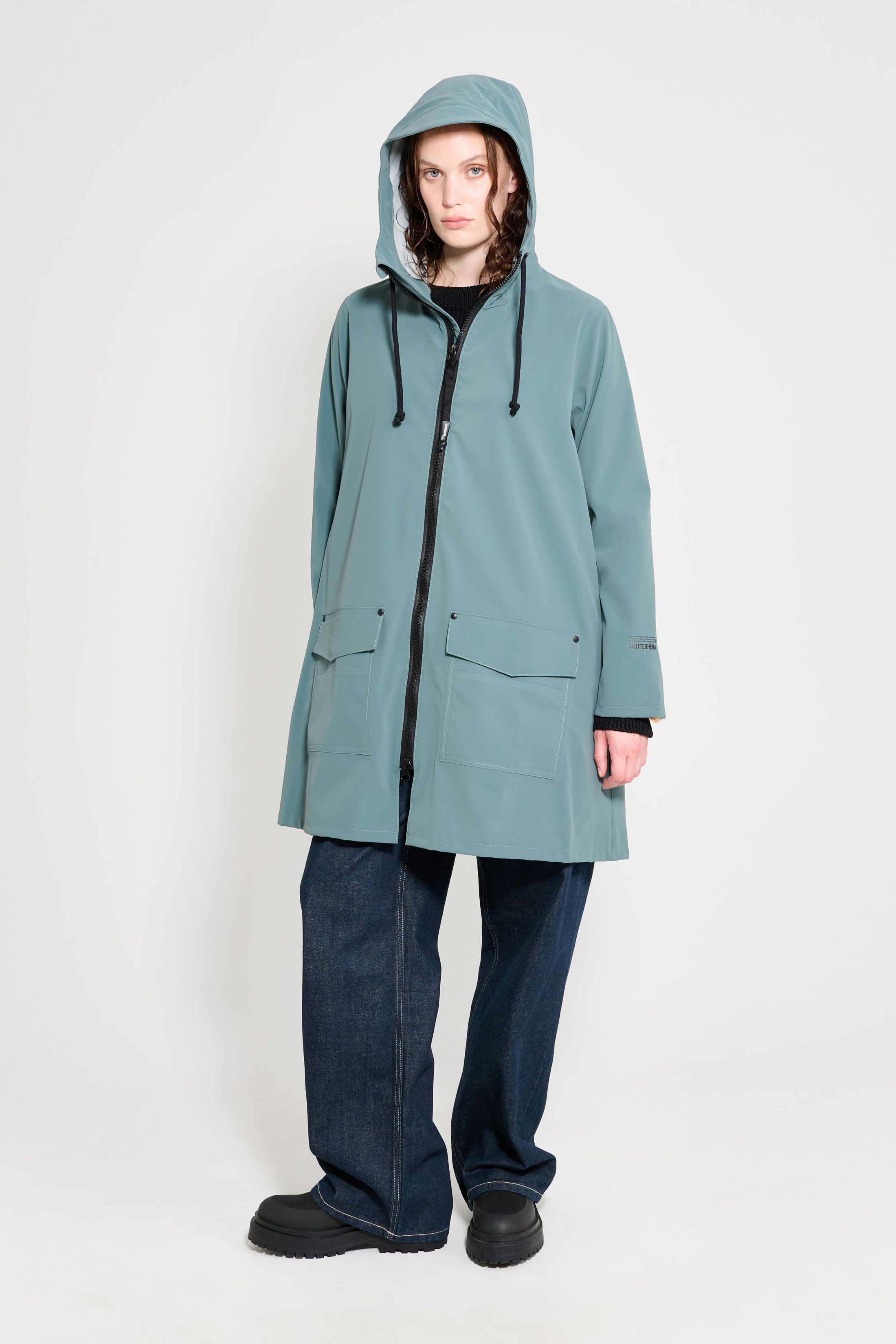 stutterheim mosebacke patch raincoat moon rock women jackets raincoats