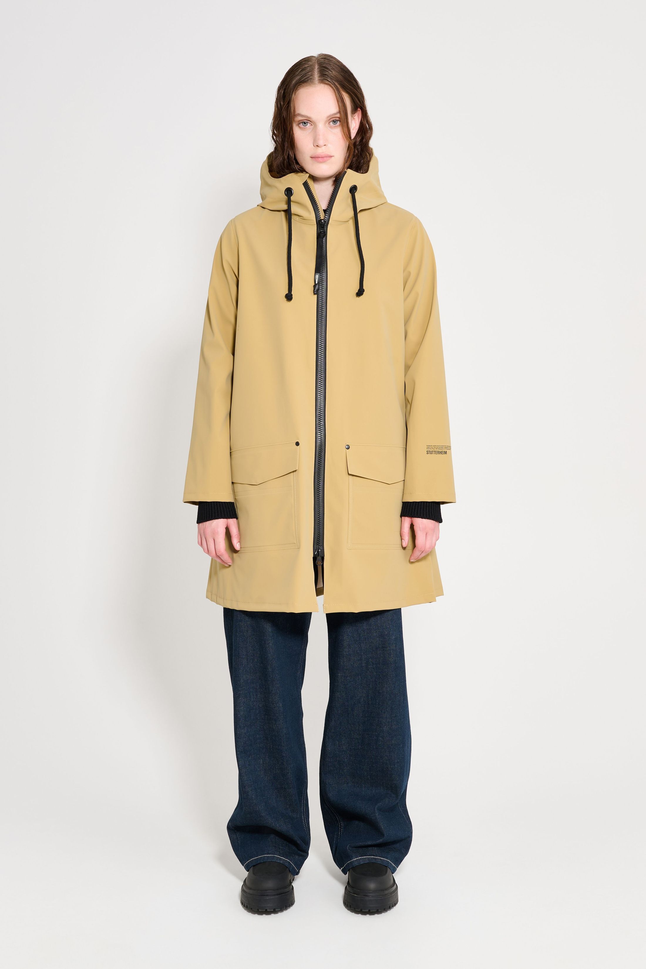 stutterheim mosebacke patch raincoat sand women jackets raincoats