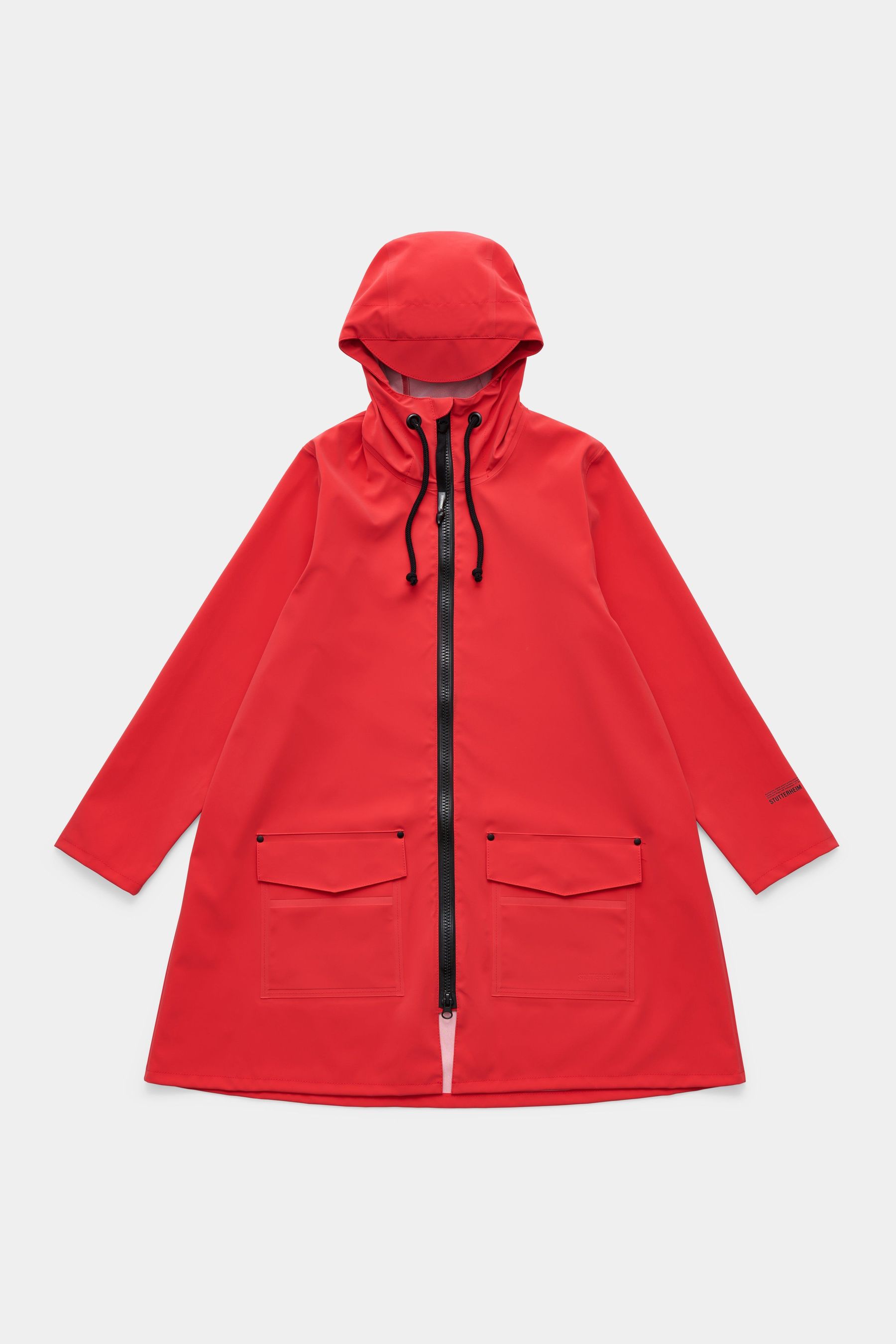 stutterheim mosebacke patch raincoat washed red women jackets raincoats