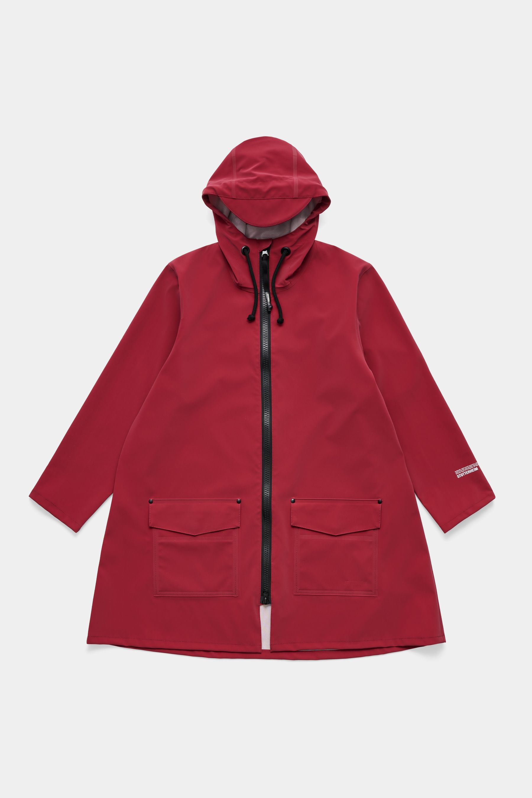 stutterheim mosebacke patch raincoat burgundy women jackets raincoats