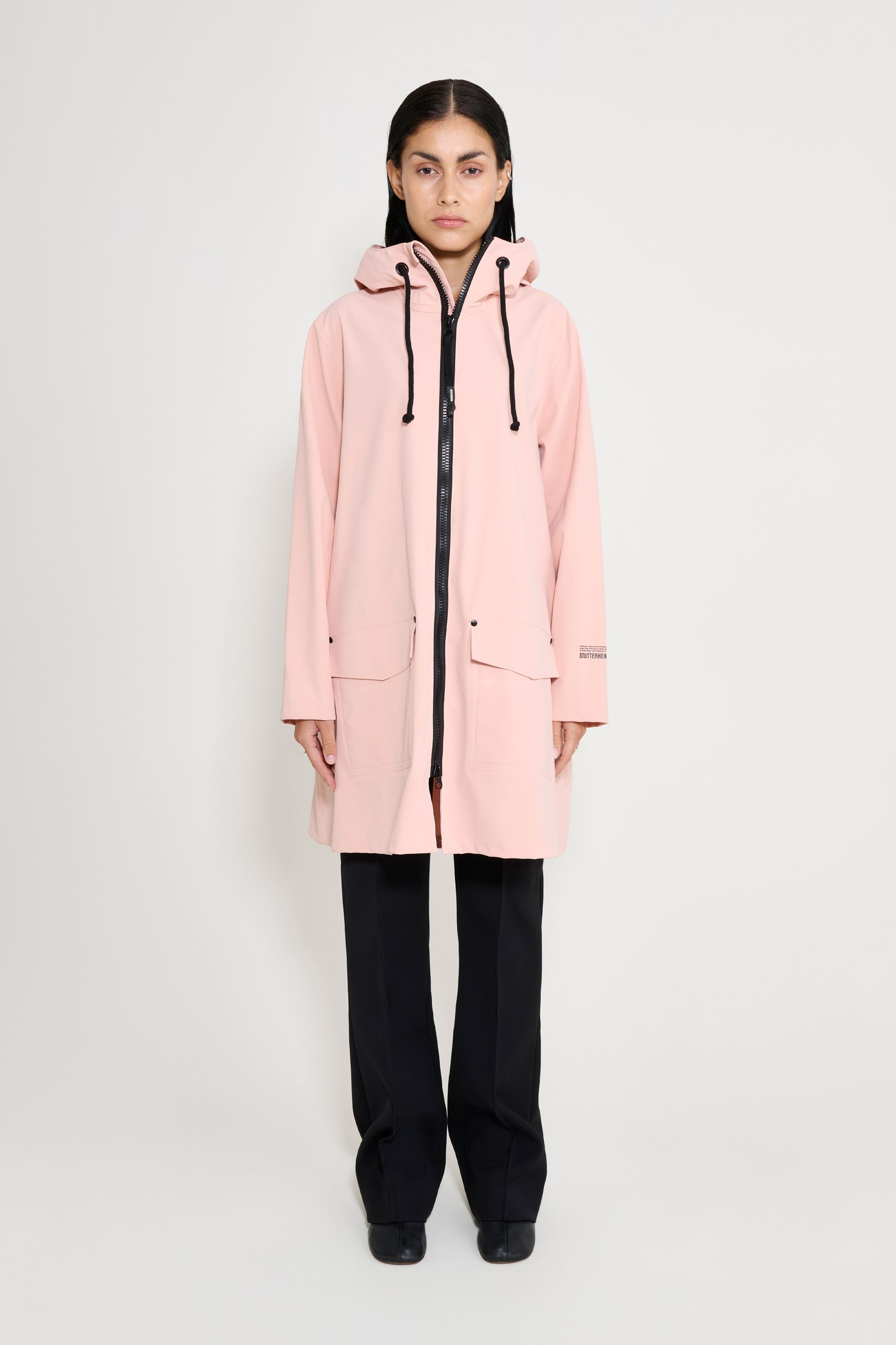 stutterheim mosebacke patch raincoat pale pink women jackets raincoats