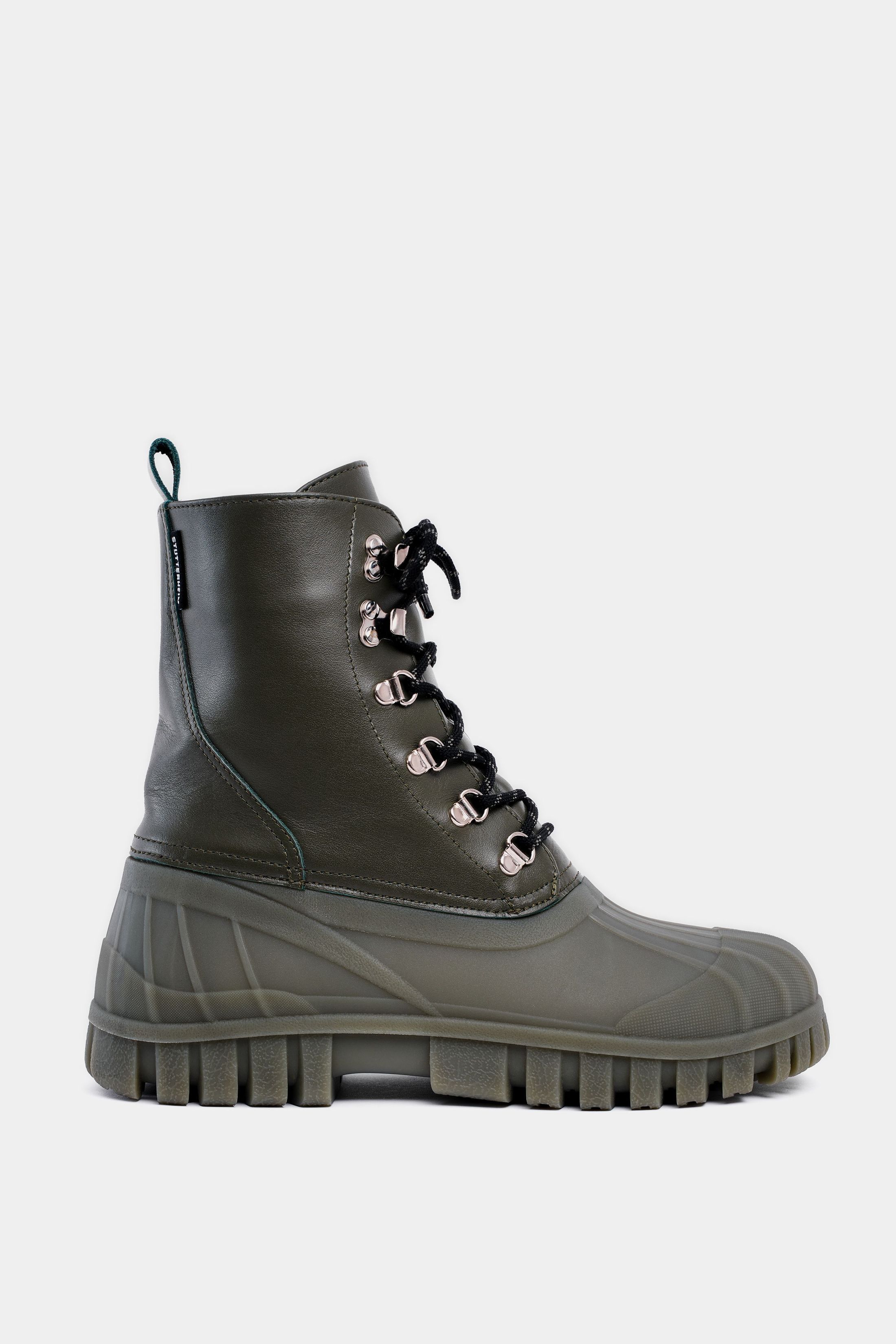stutterheim patrol boot leather green footwear leather-boots
