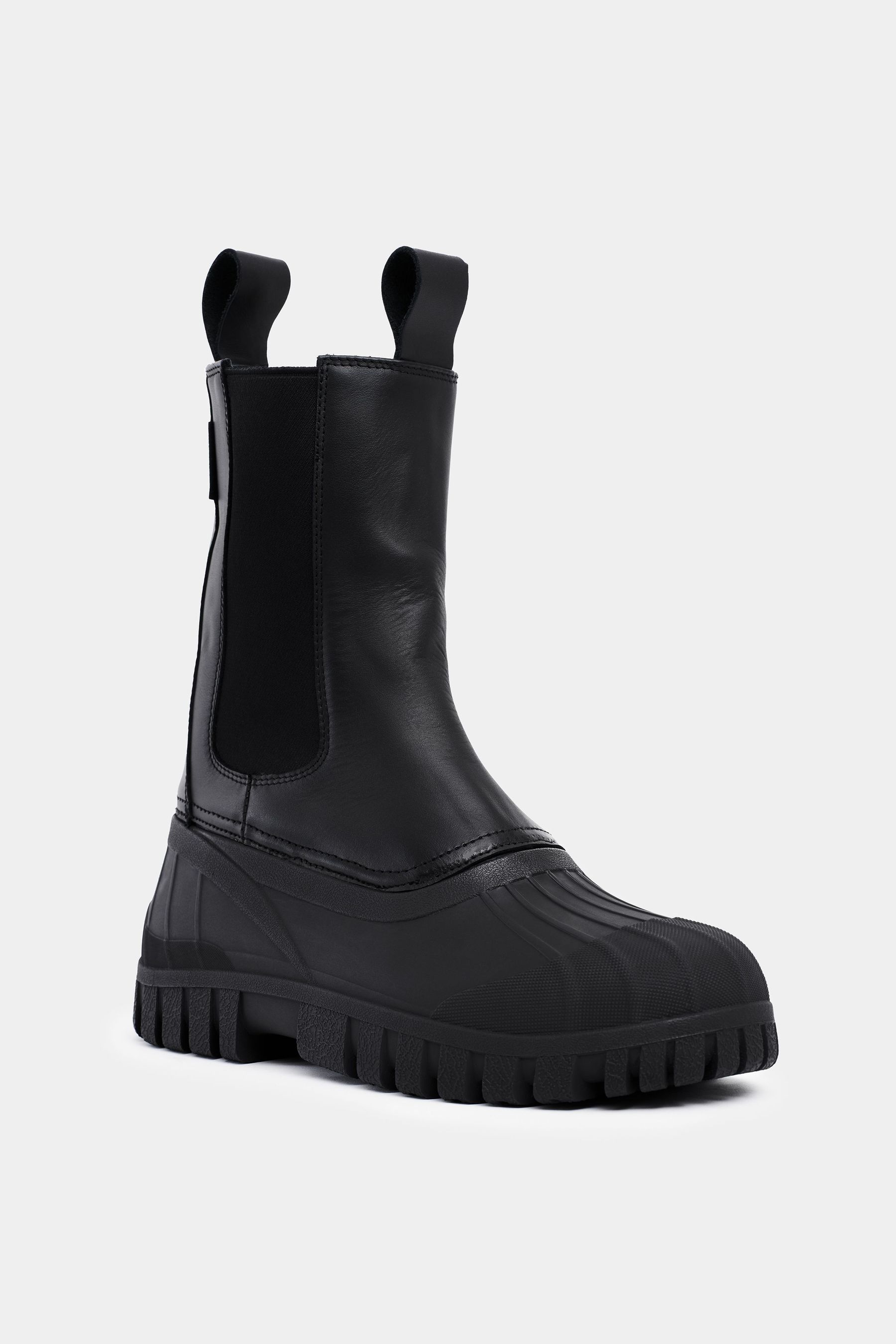 stutterheim patrol boot shaft leather black footwear leather-boots