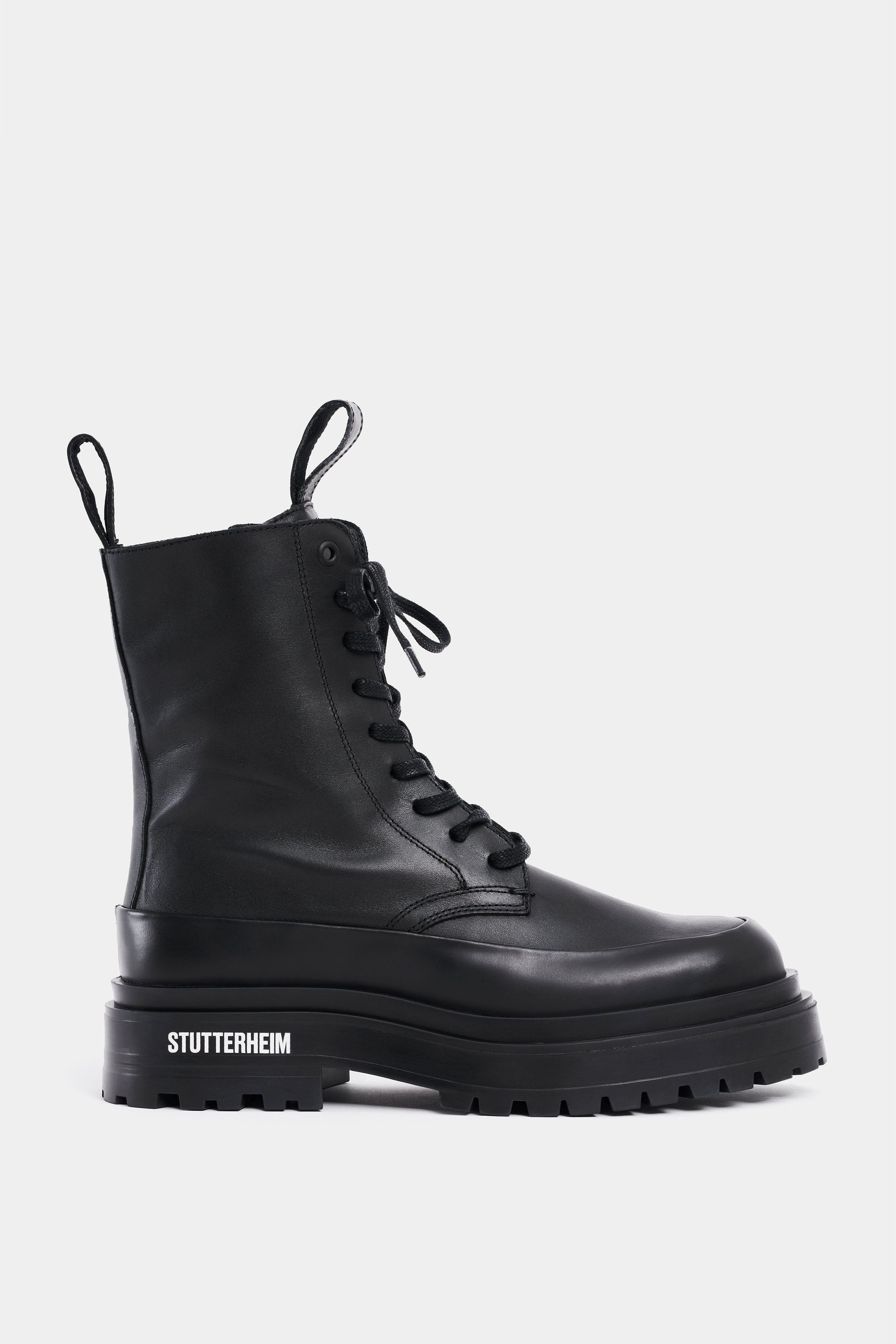 stutterheim peace walker leather black footwear lace-up-boots