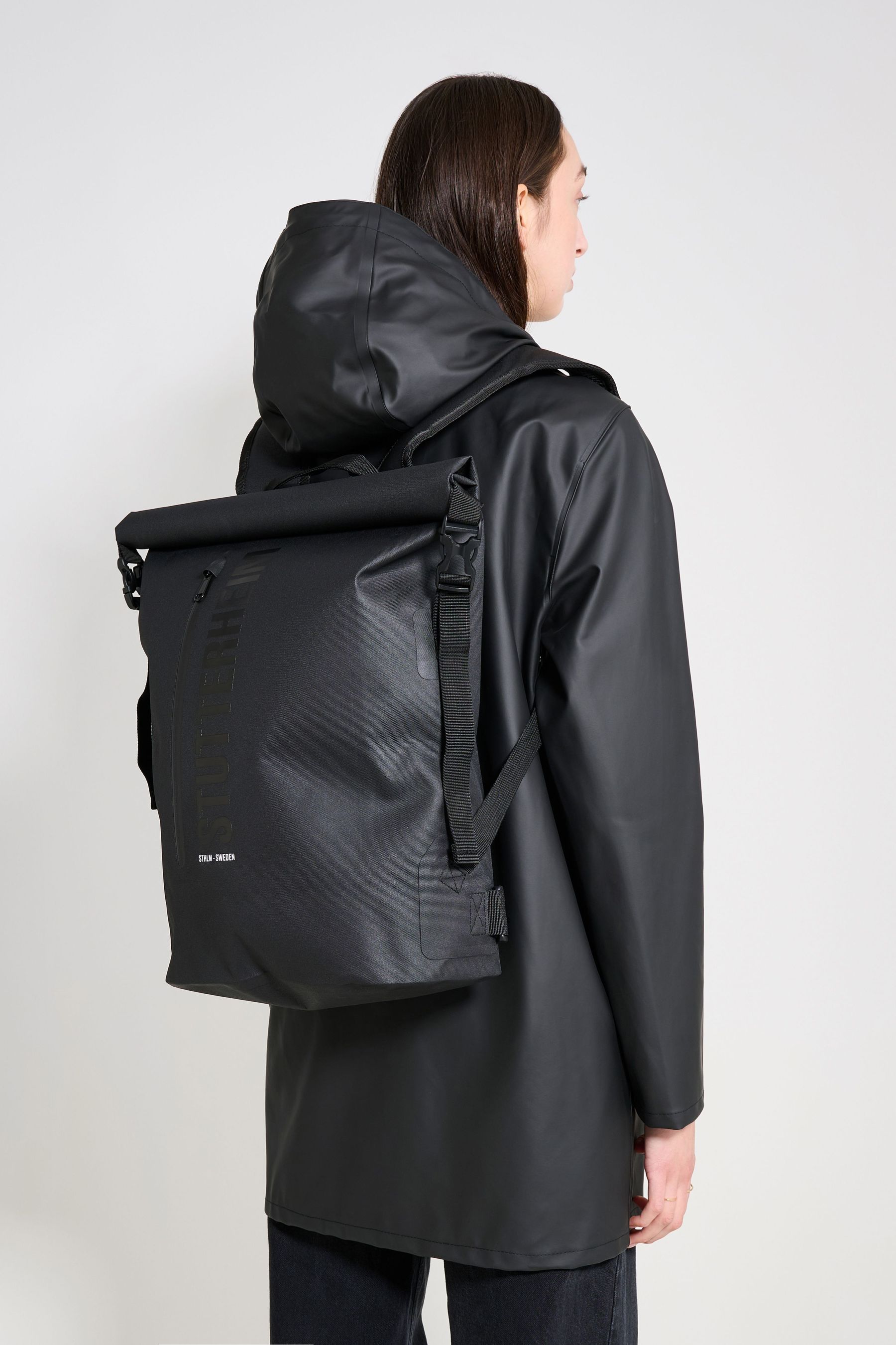 stutterheim rain rolltop 25l backpack black accessories bags backpacks