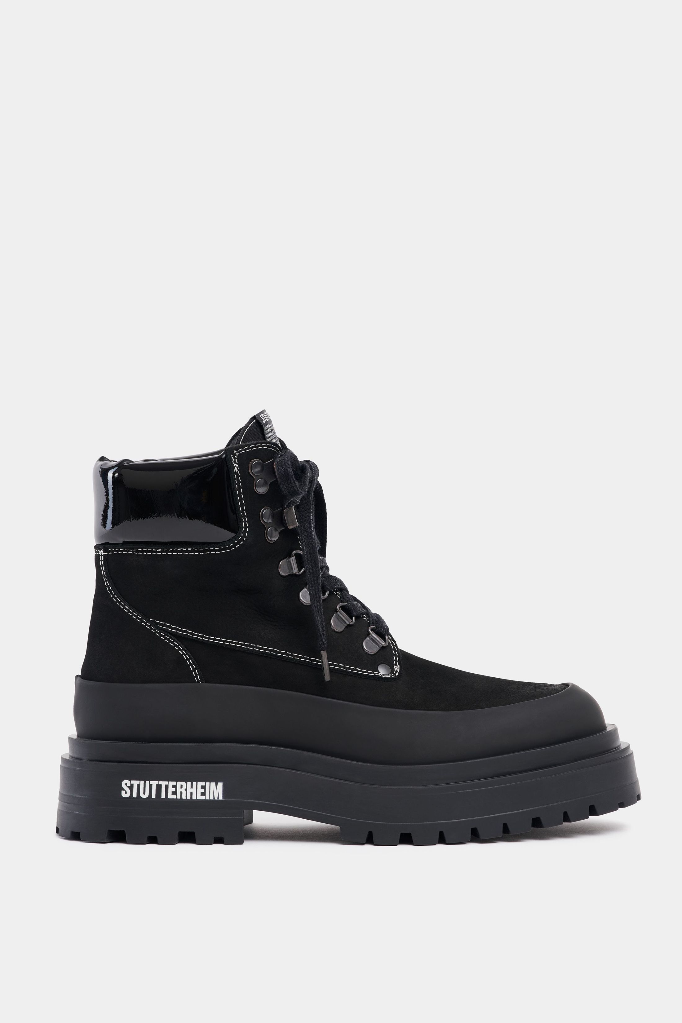 stutterheim road walker nubuck black footwear lace-up-boots
