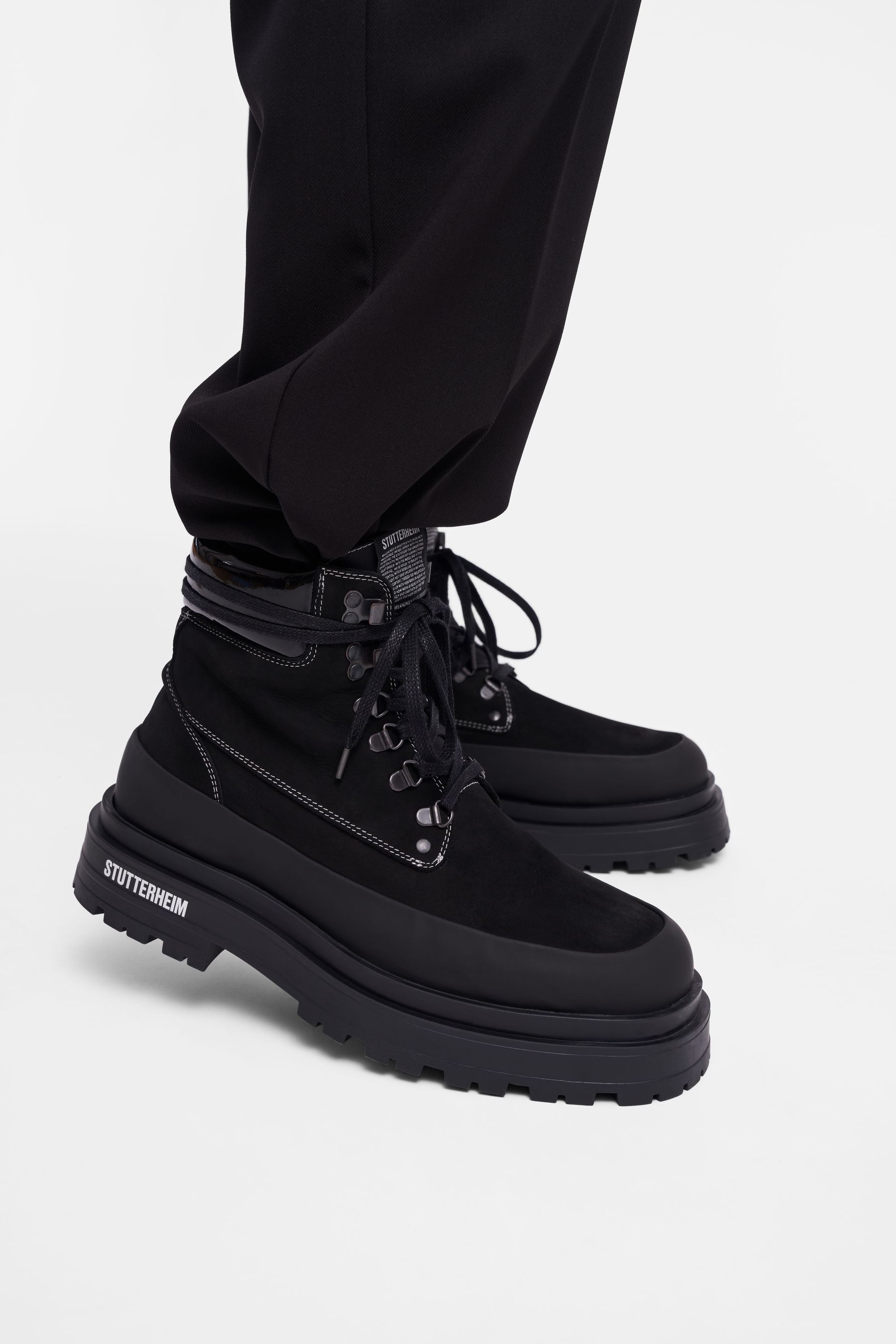 stutterheim road walker nubuck black footwear lace-up-boots