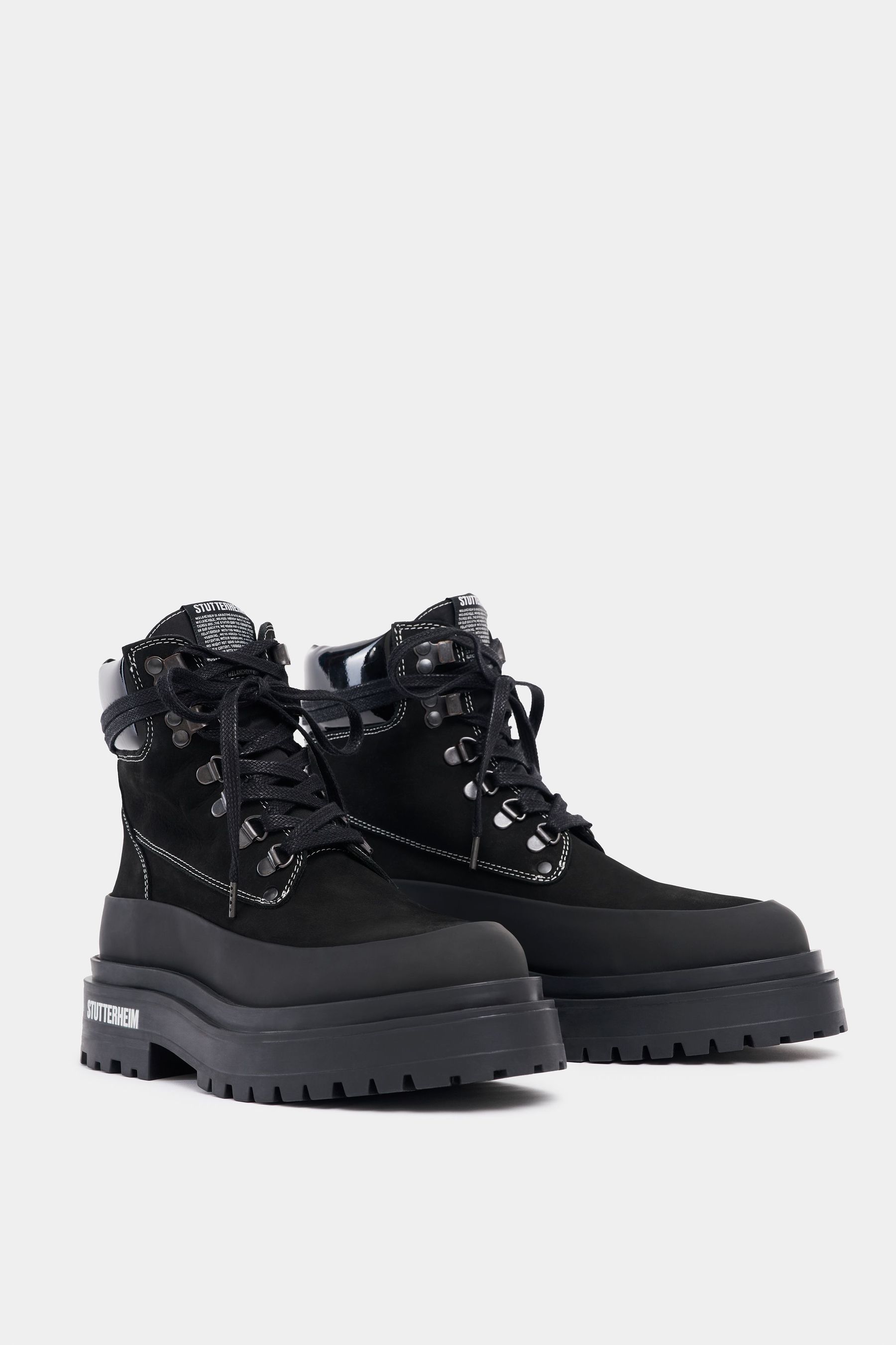 stutterheim road walker nubuck black footwear lace-up-boots