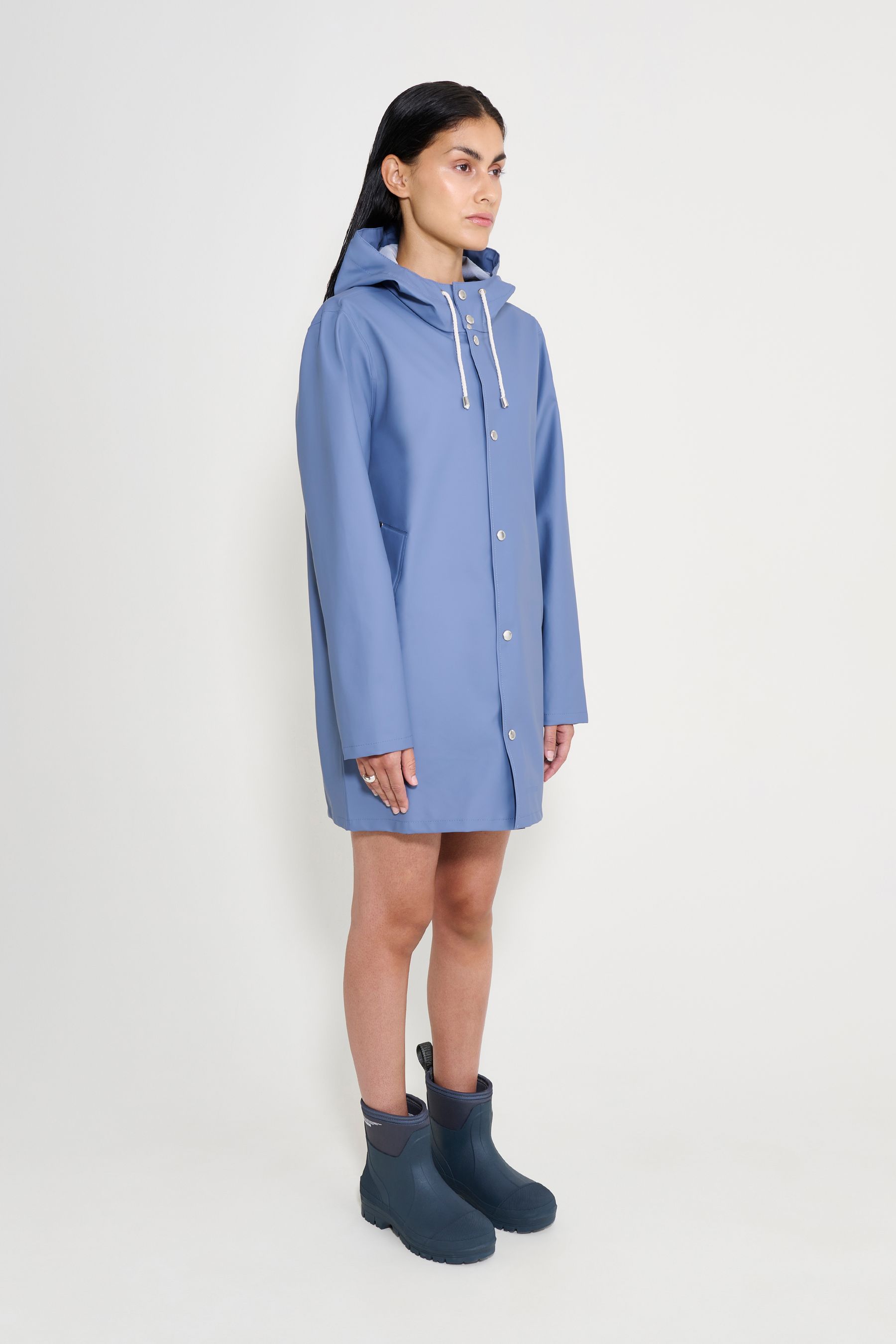 stutterheim stockholm lightweight raincoat ash blue women jackets raincoats