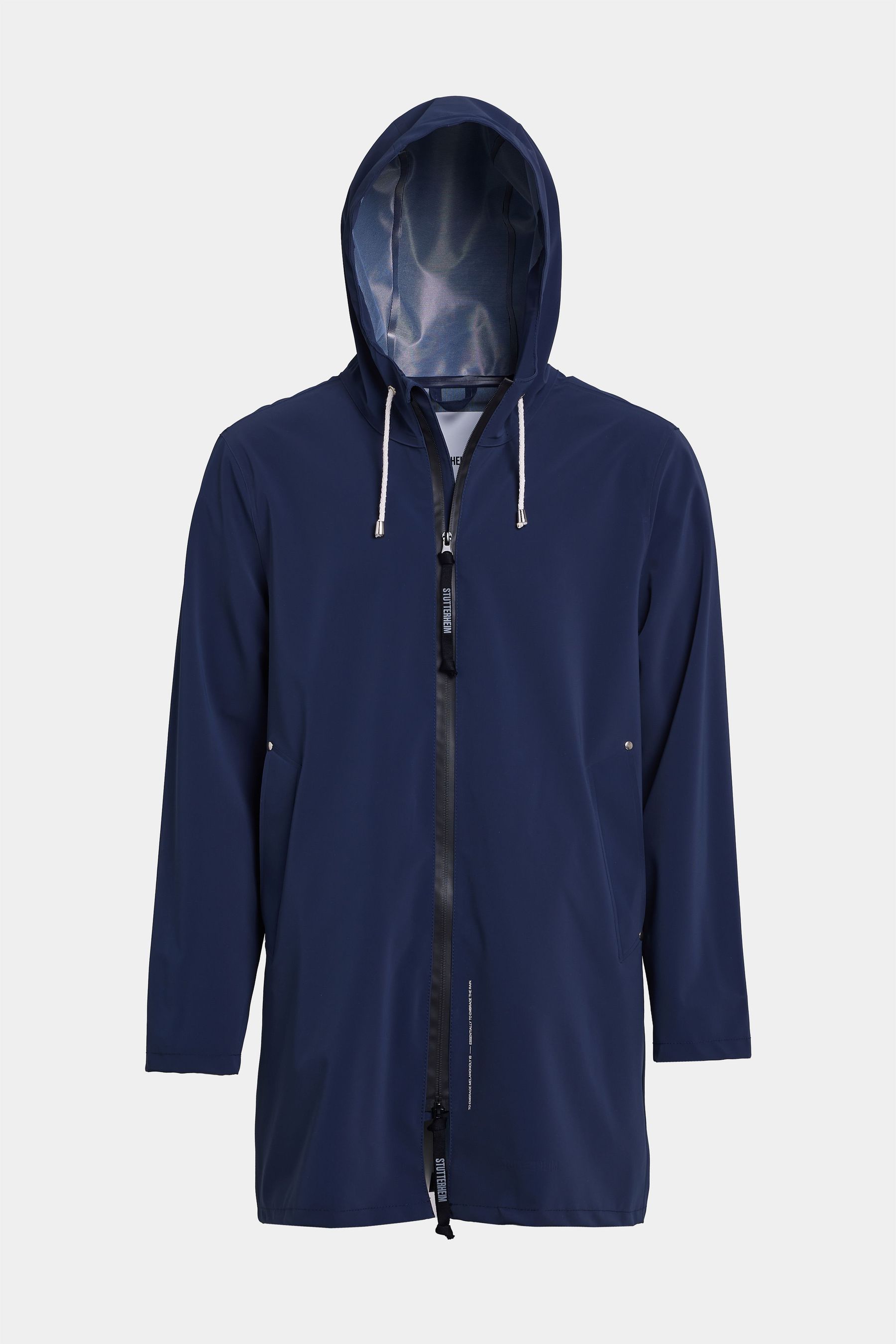 stutterheim stockholm lightweight zip matte raincoat navy women jackets raincoats