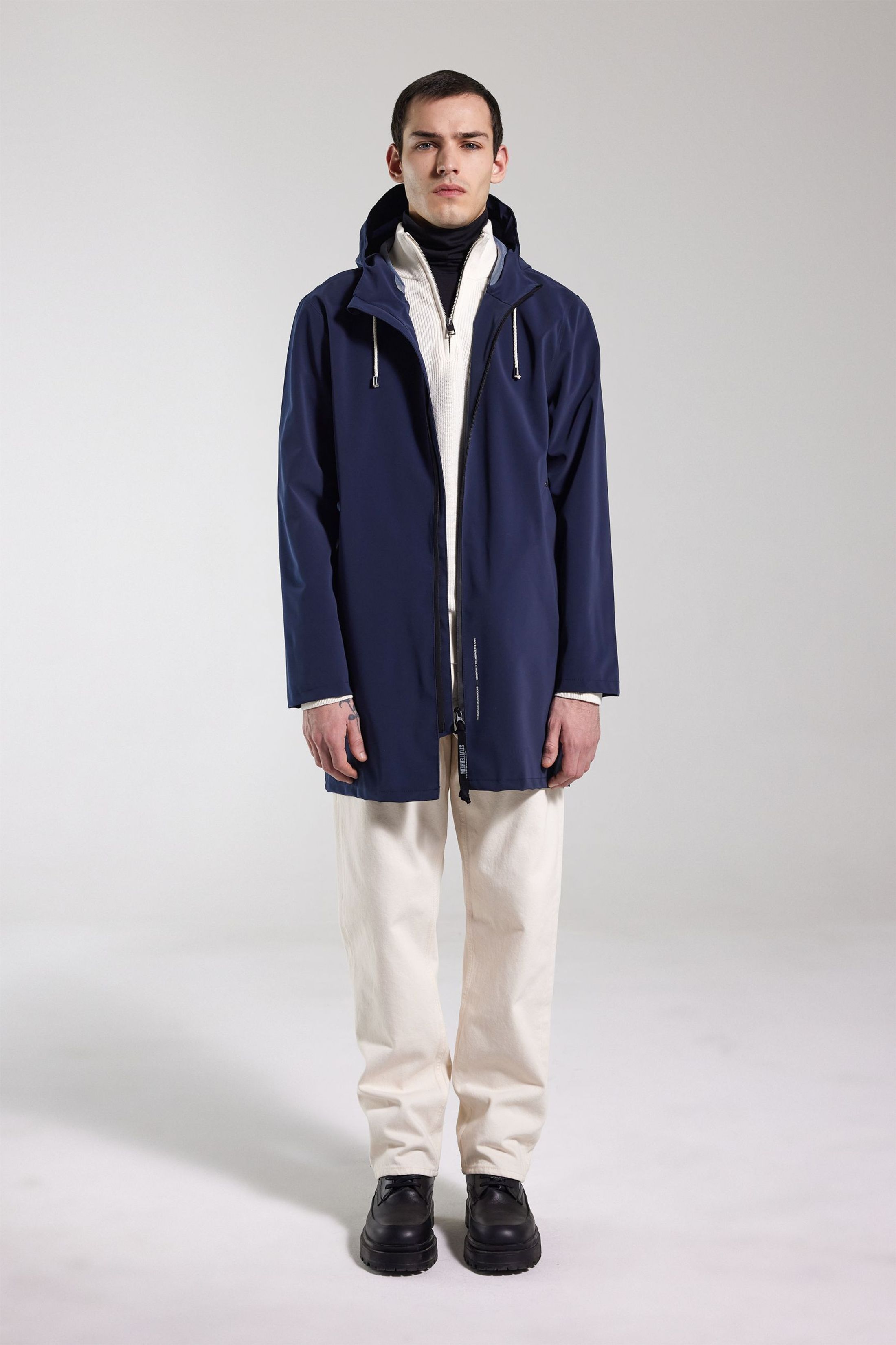 stutterheim stockholm lightweight zip matte raincoat navy men jackets raincoats