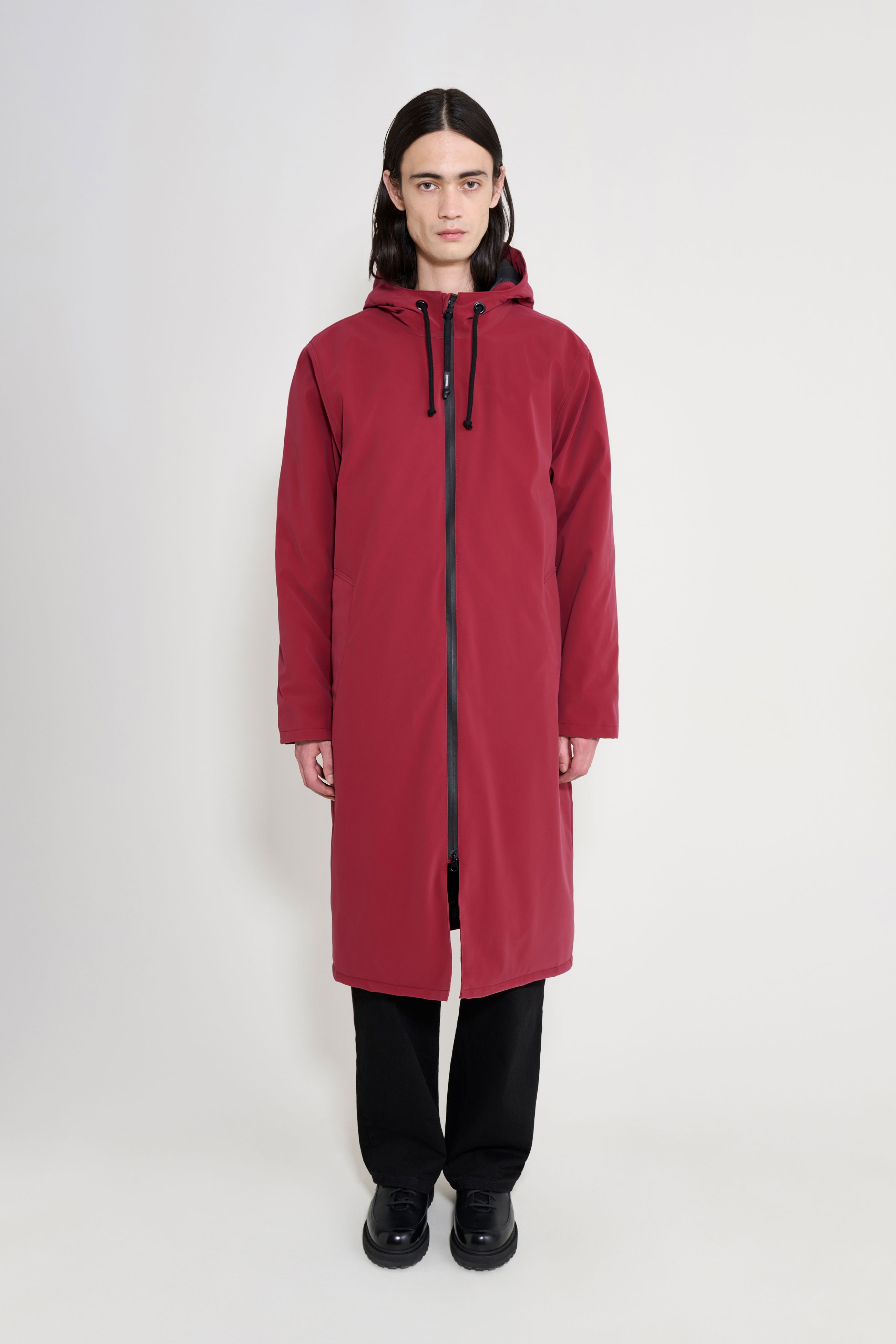 stutterheim stockholm long winter coat burgundy men jackets winter-coats