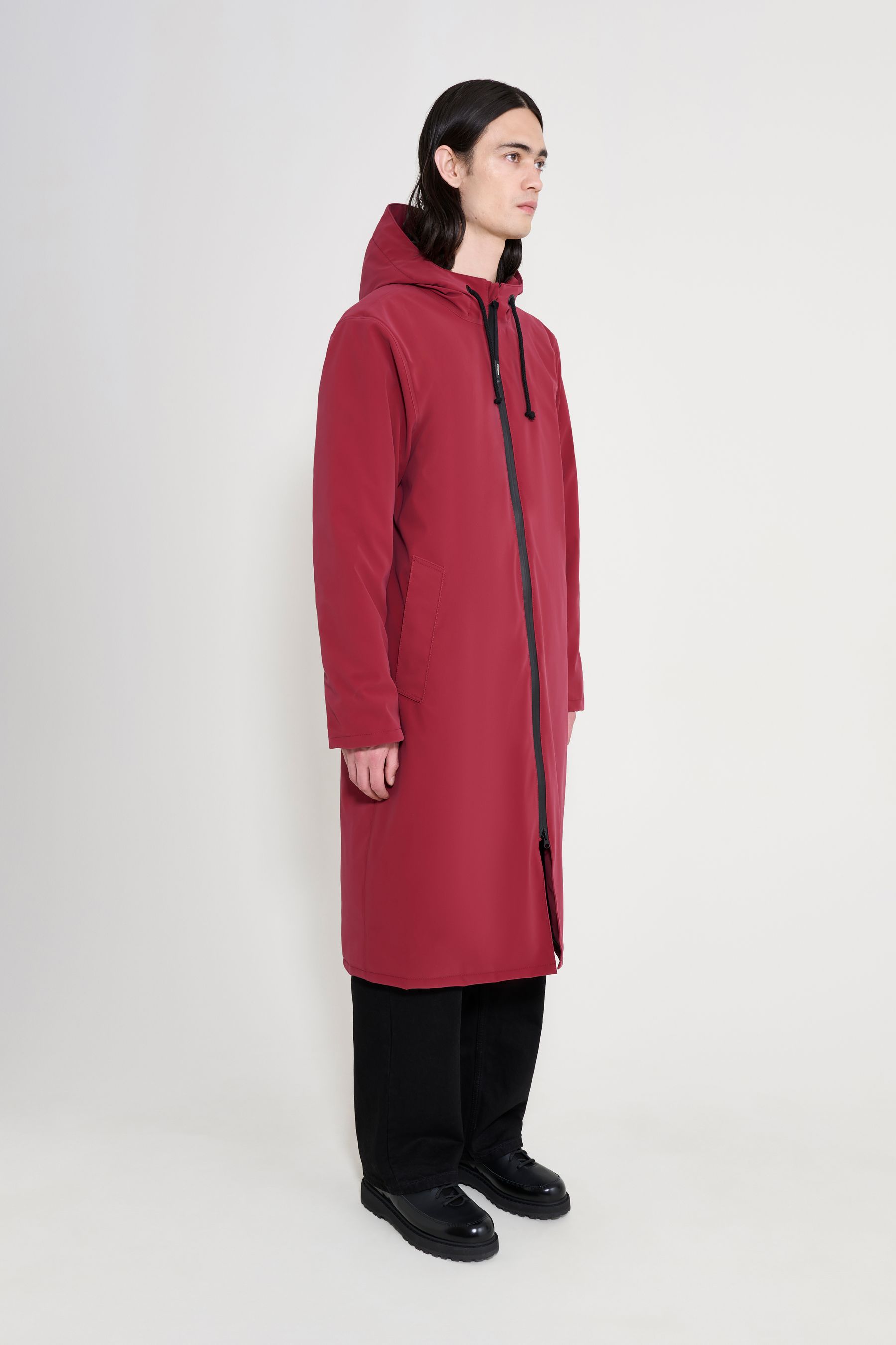 stutterheim stockholm long winter coat burgundy men jackets winter-coats