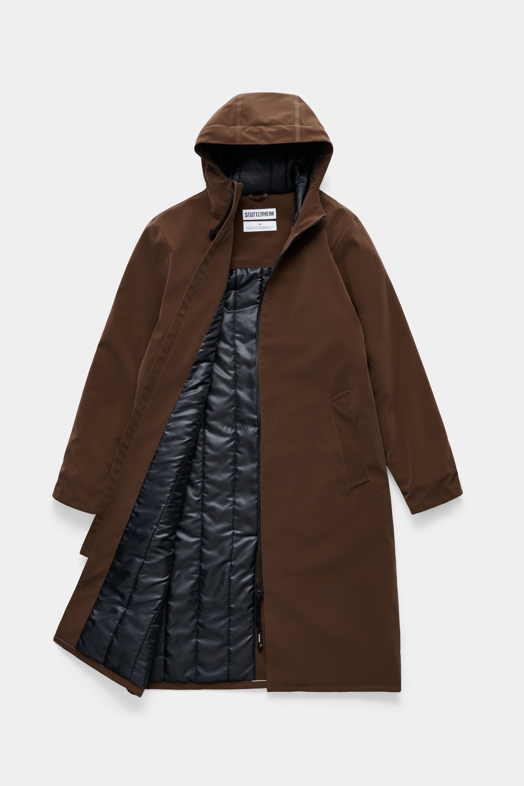 stutterheim stockholm long matte winter coat dark brown men jackets winter-coats