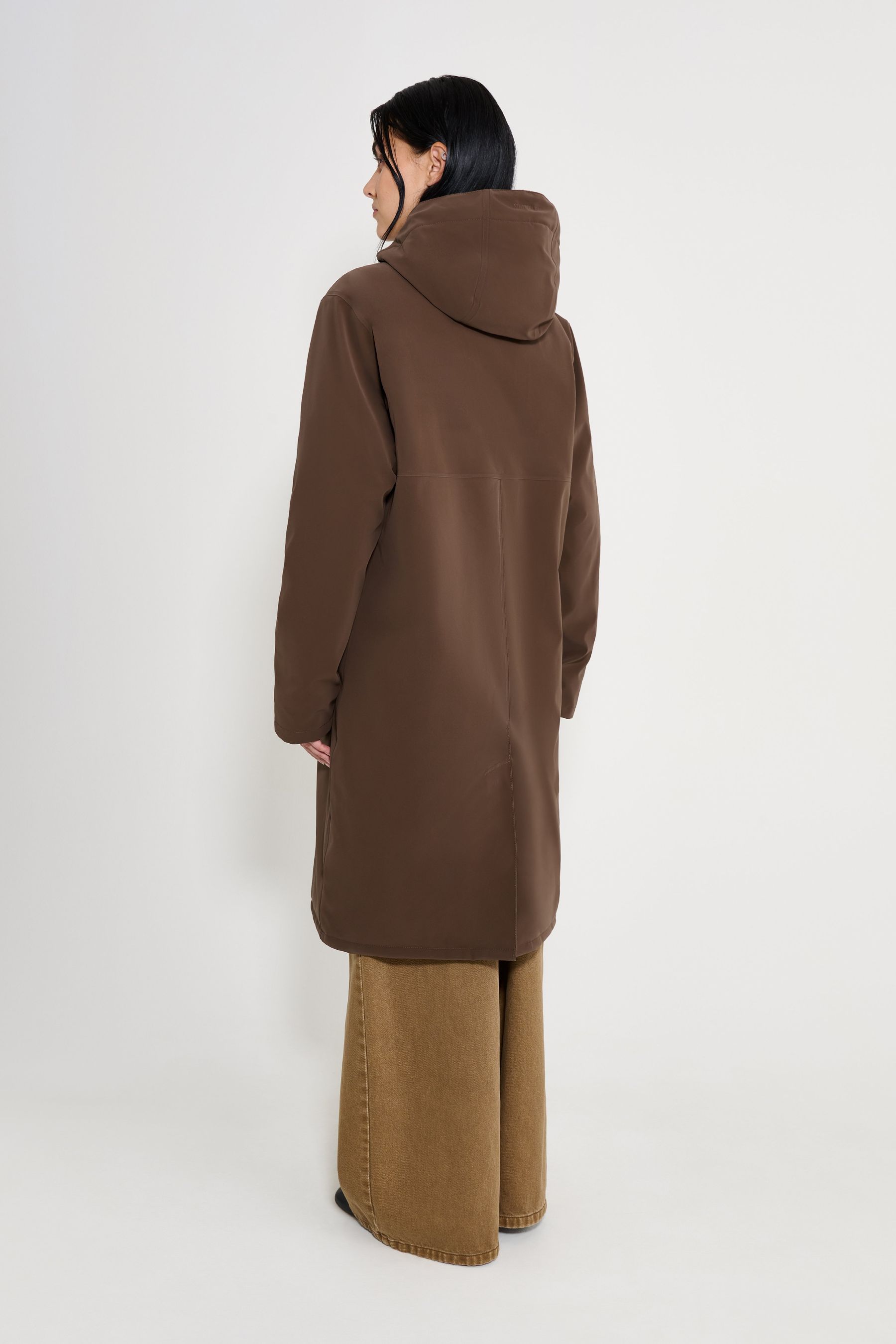 stutterheim stockholm long matte winter coat dark brown women jackets winter-coats