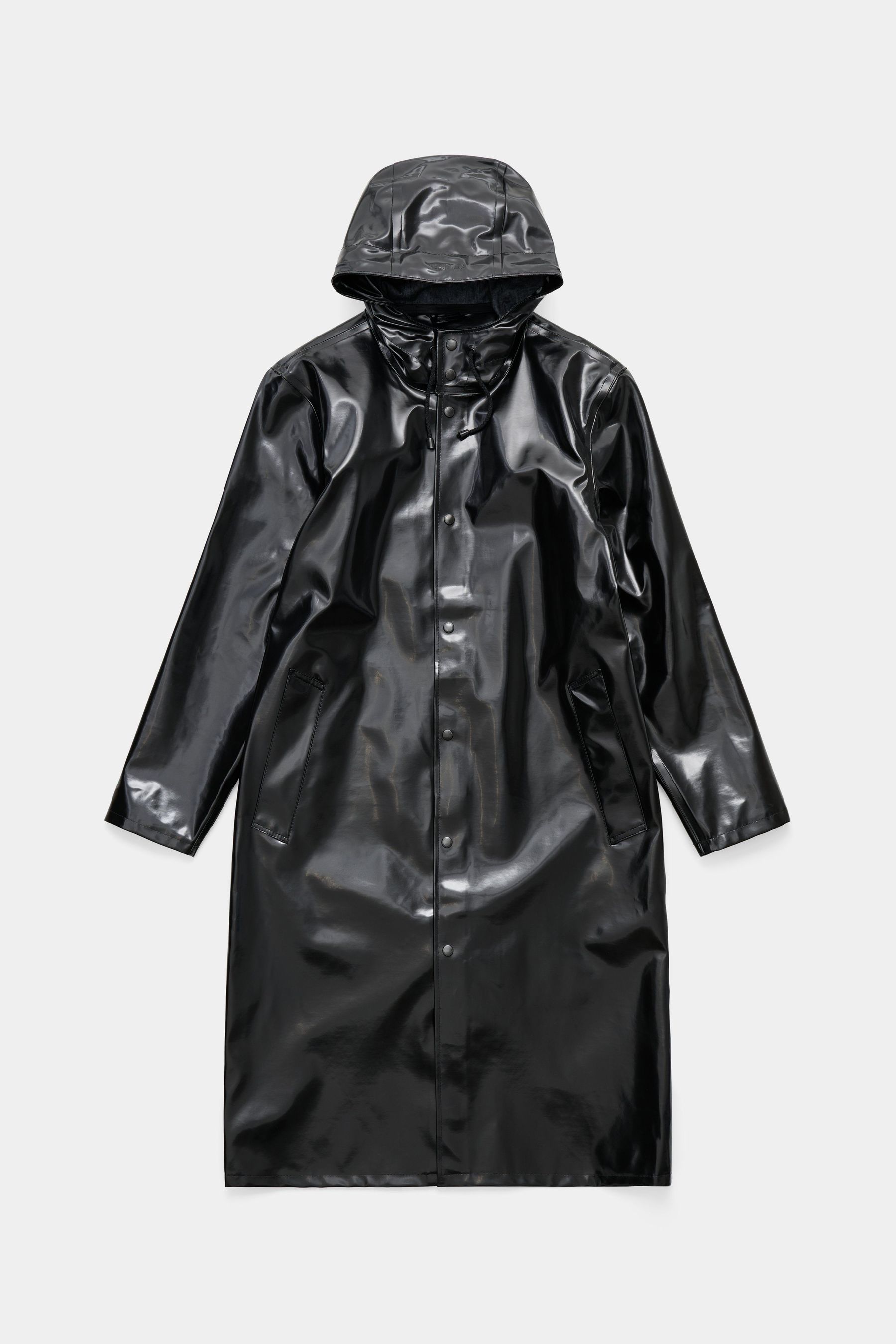 stutterheim stockholm long opal raincoat black women jackets long-raincoats