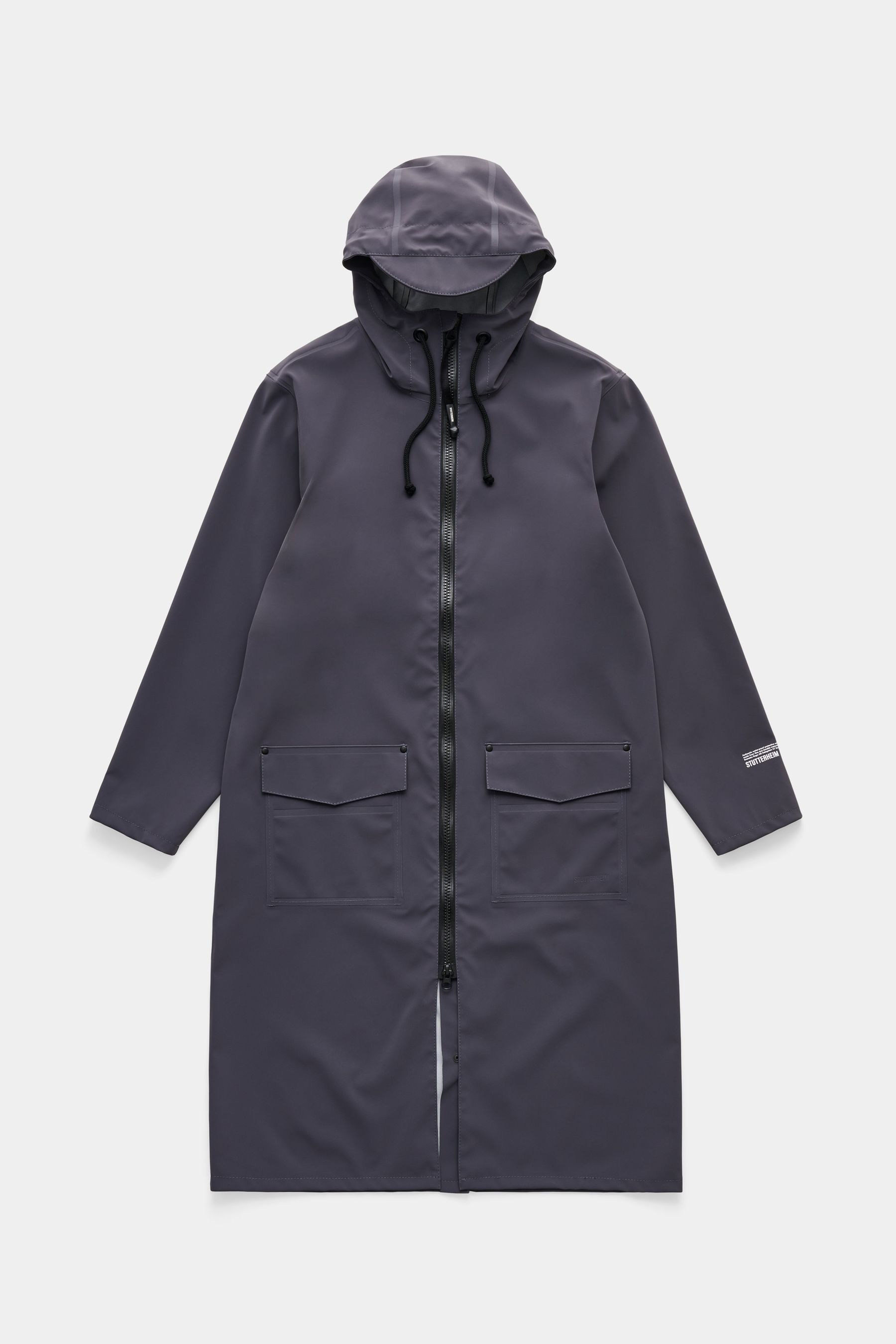 stutterheim stockholm long patch raincoat mystic blue men jackets long-raincoats