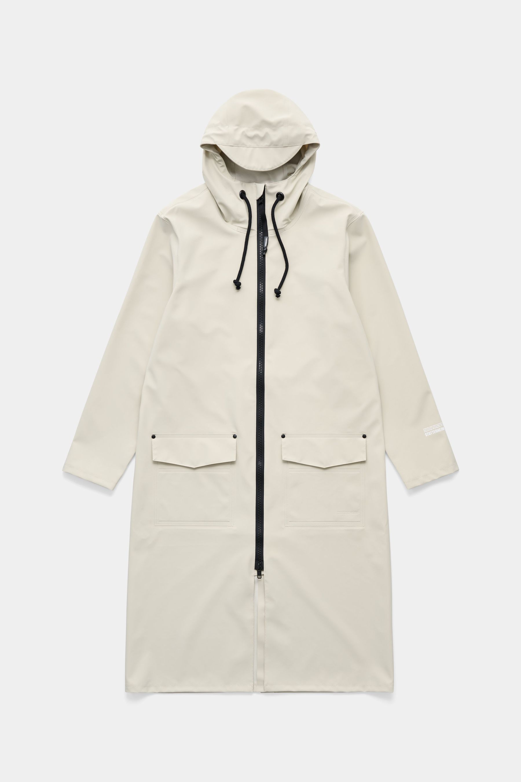 stutterheim stockholm long patch raincoat pelican men jackets long-raincoats