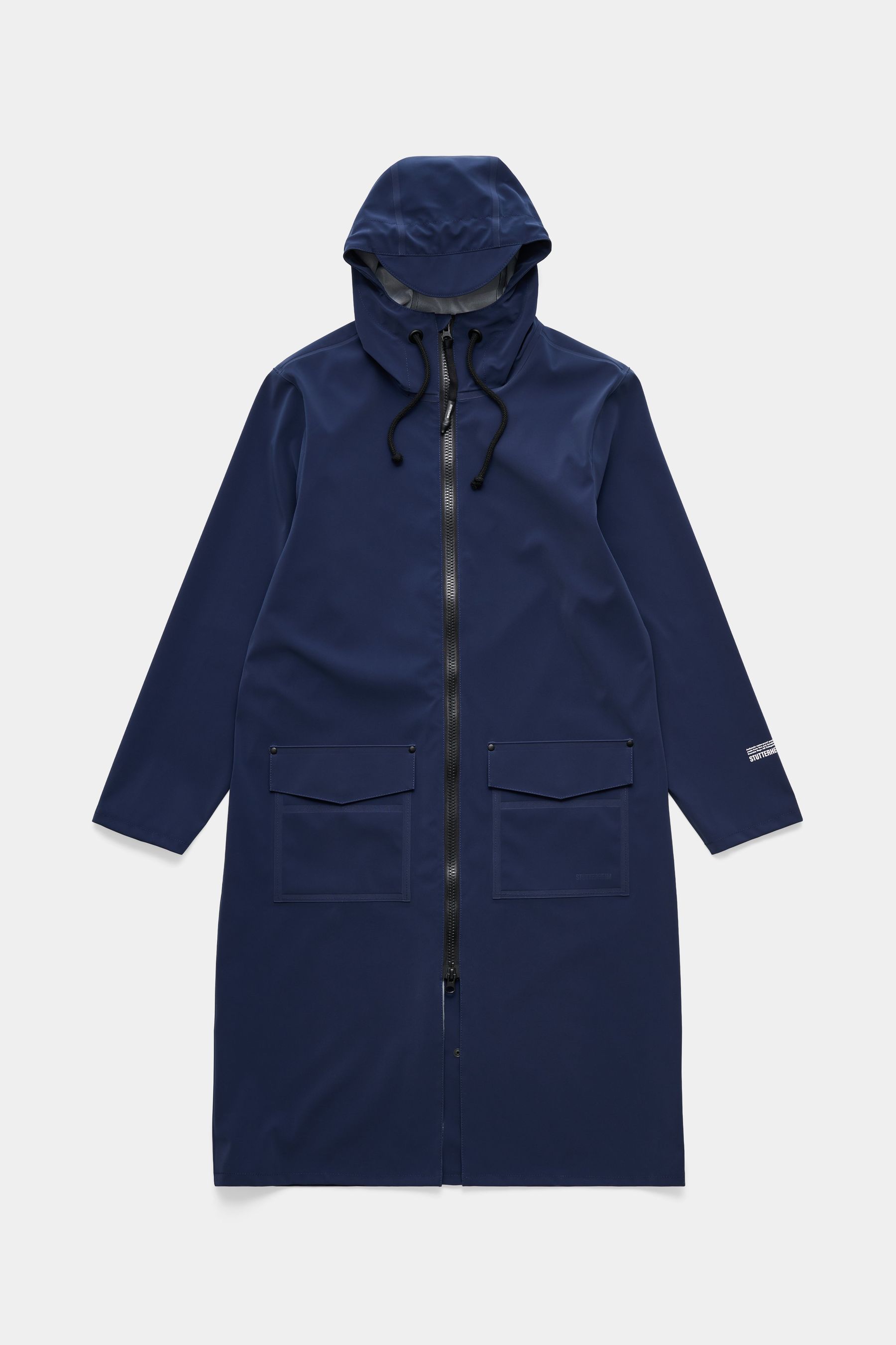 stutterheim stockholm long patch raincoat navy men jackets long-raincoats