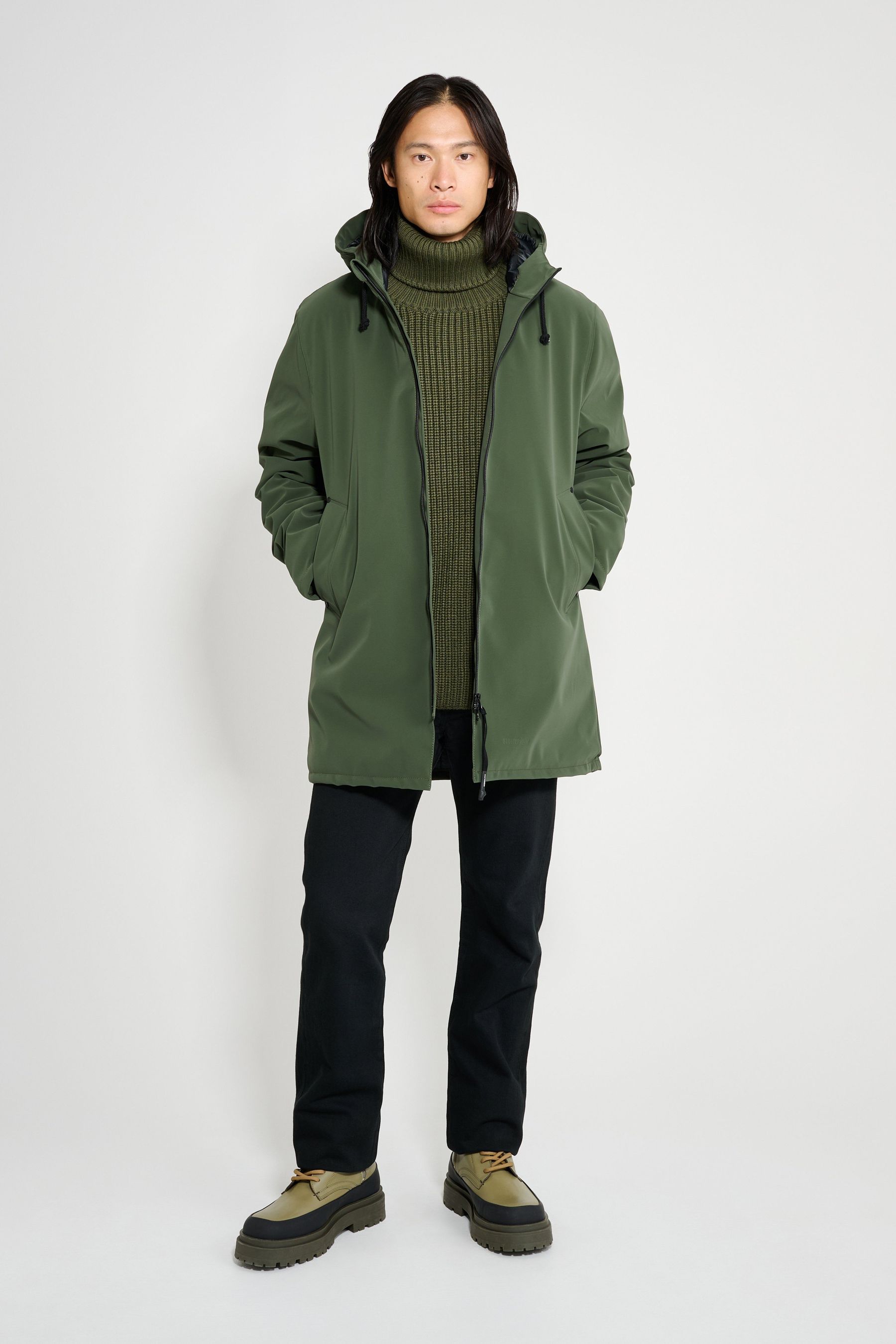 stutterheim stockholm matte winter coat green men jackets winter-coats