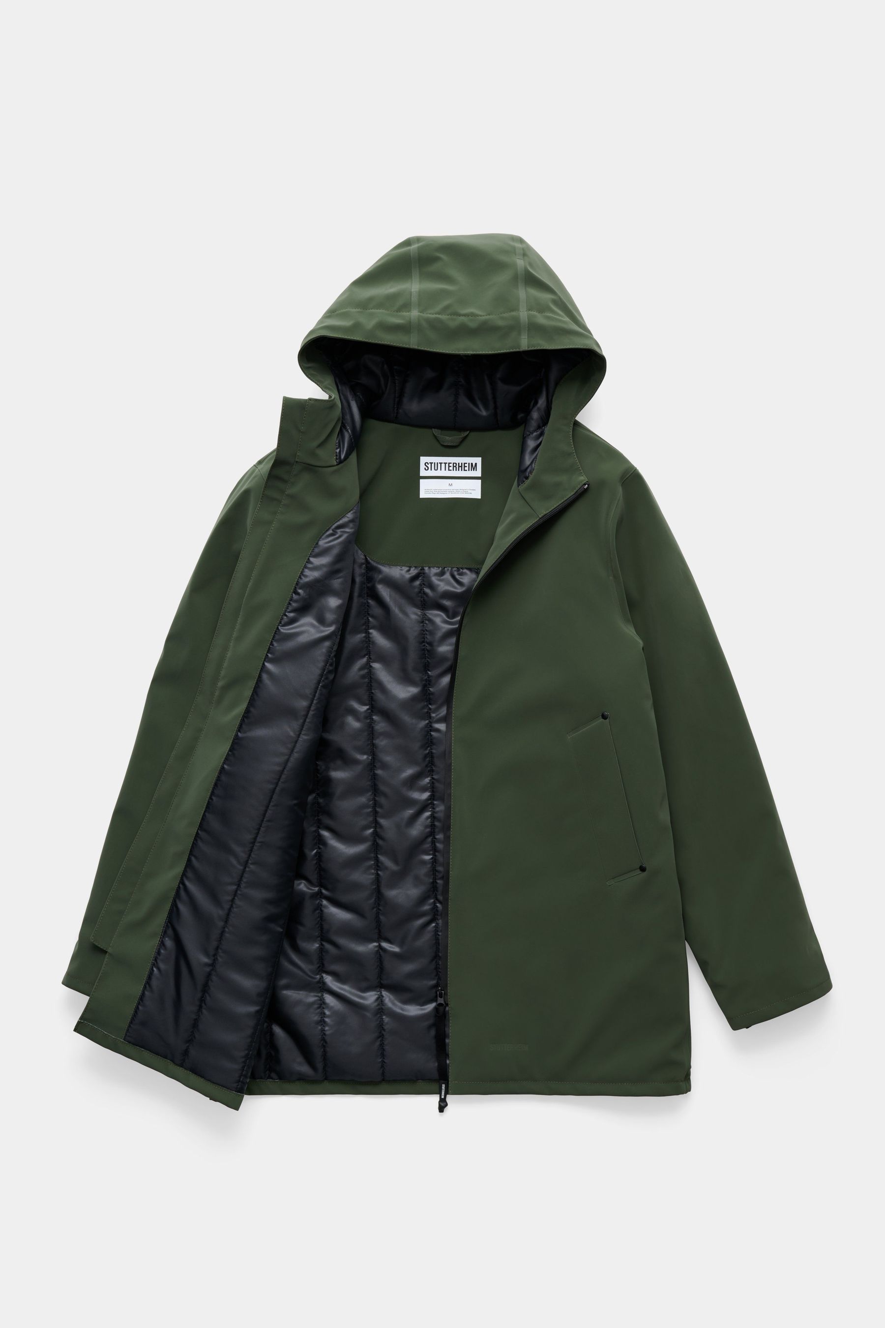 stutterheim stockholm matte winter coat green men jackets winter-coats