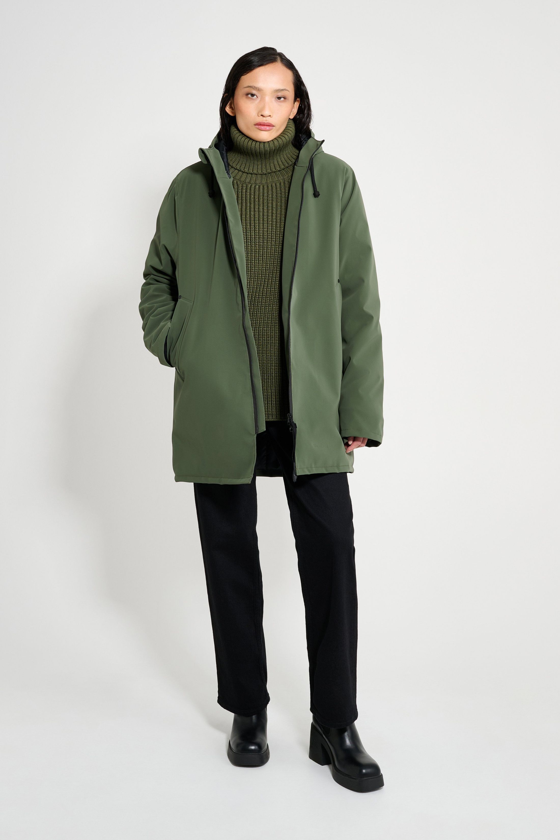 stutterheim stockholm matte winter coat green women jackets winter-coats