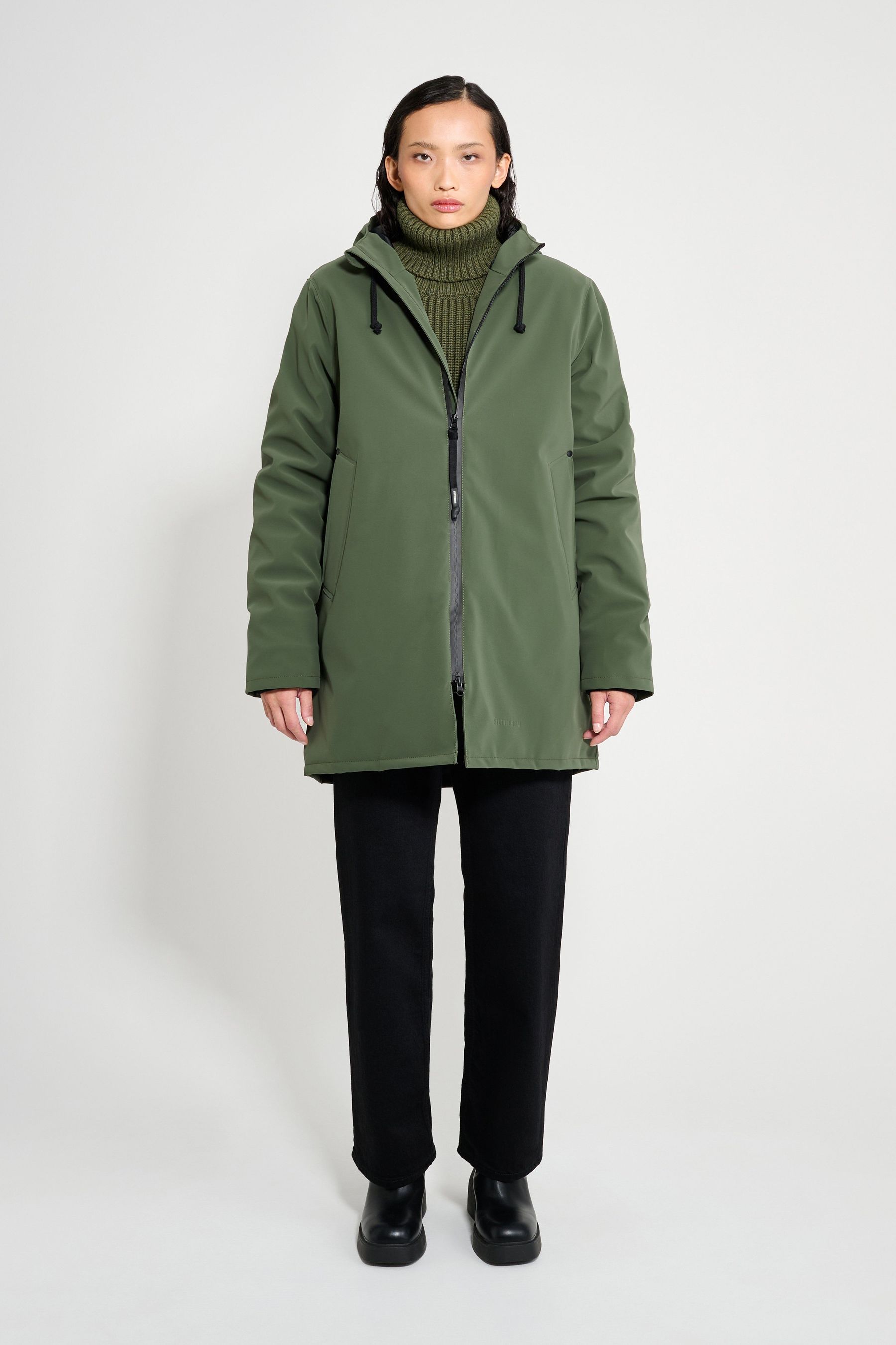 stutterheim stockholm matte winter coat green women jackets winter-coats