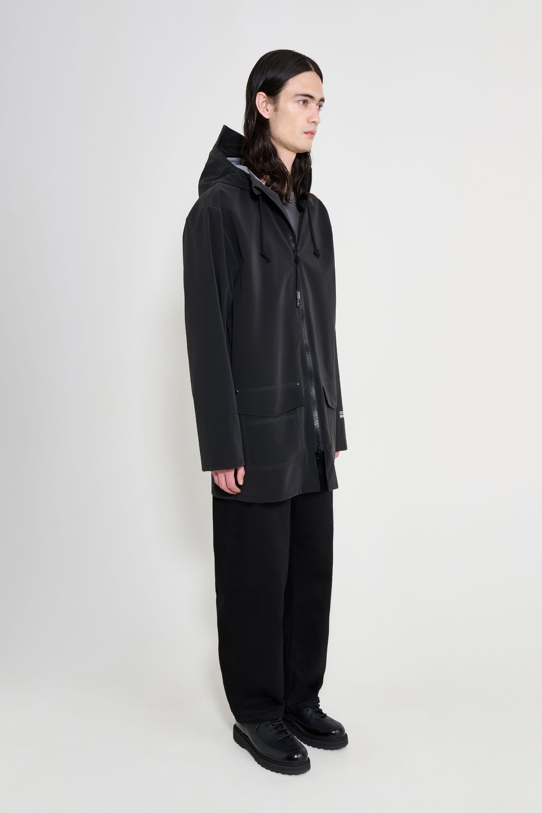 stutterheim stockholm patch raincoat black men jackets raincoats
