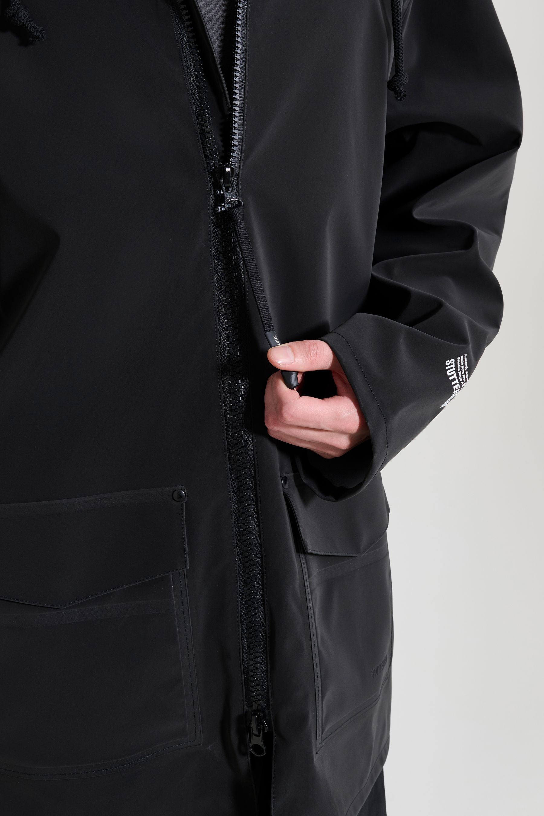 stutterheim stockholm patch raincoat black men jackets raincoats