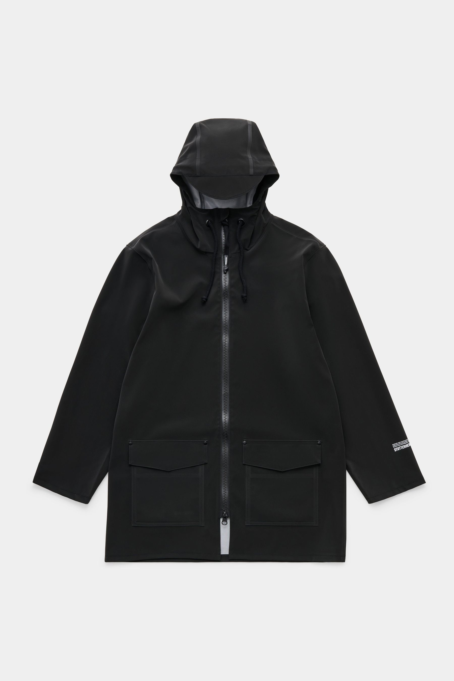stutterheim stockholm patch raincoat black men jackets raincoats