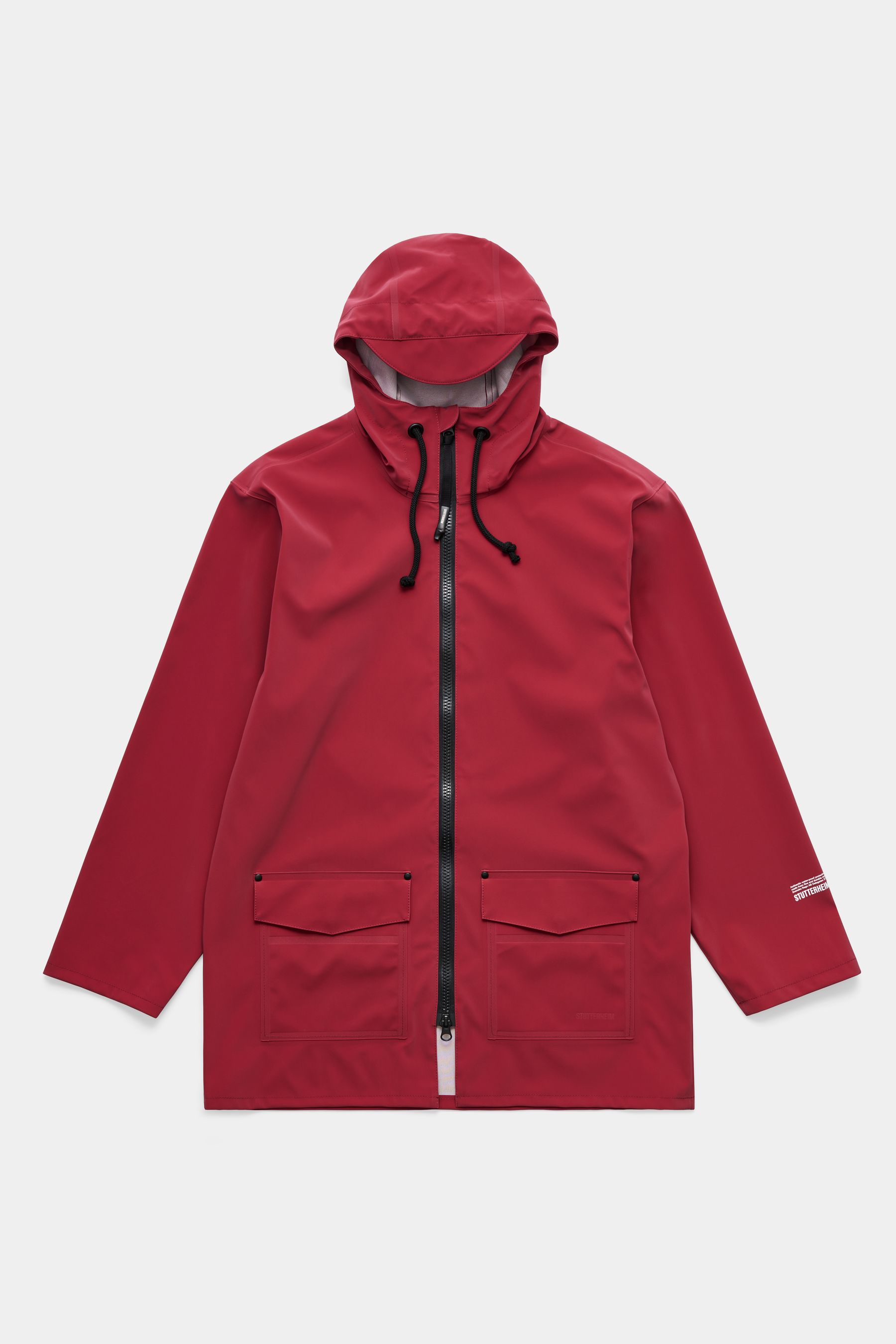 stutterheim stockholm patch raincoat burgundy men jackets raincoats