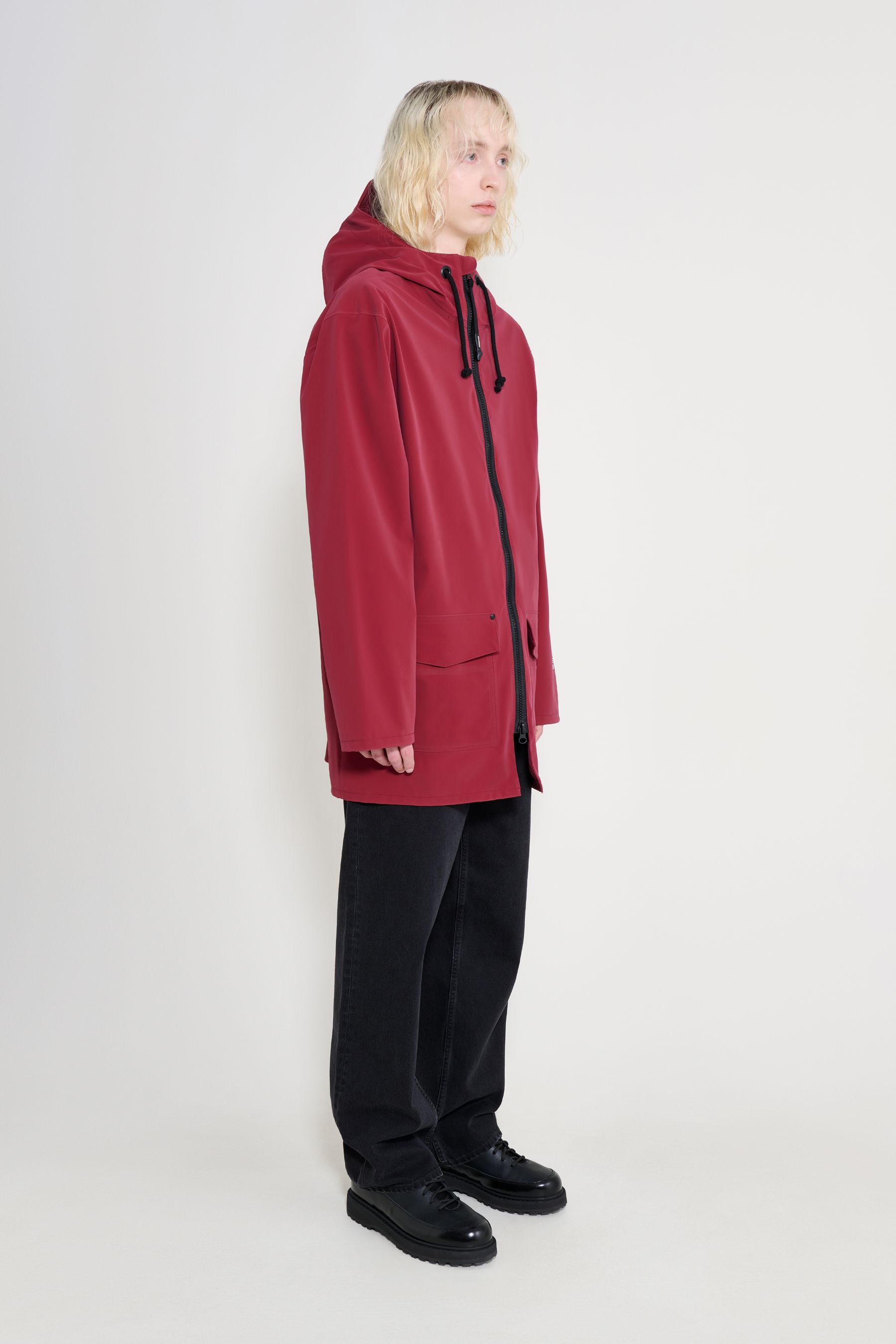 stutterheim stockholm patch raincoat burgundy men jackets raincoats