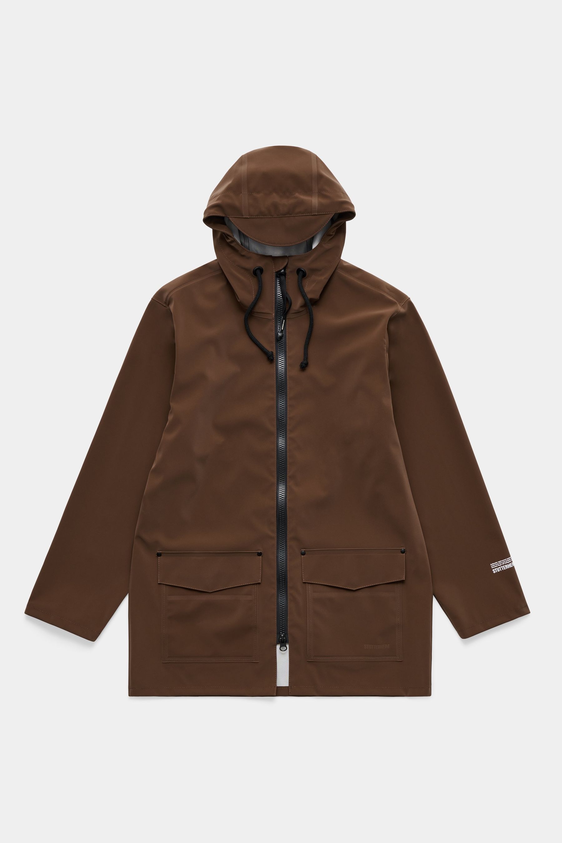 stutterheim stockholm patch raincoat dark brown men jackets raincoats